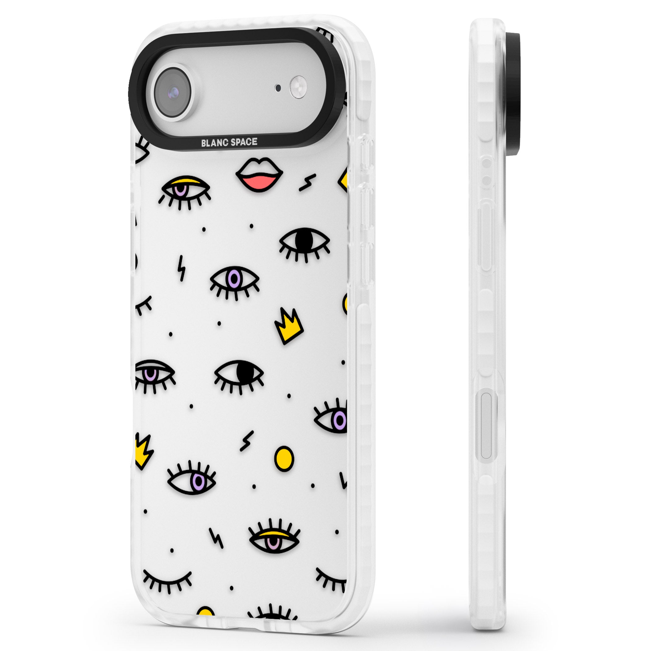 Eyes & Lips Icons iPhone 17 Air Impact Clear Phone Case Side Profile