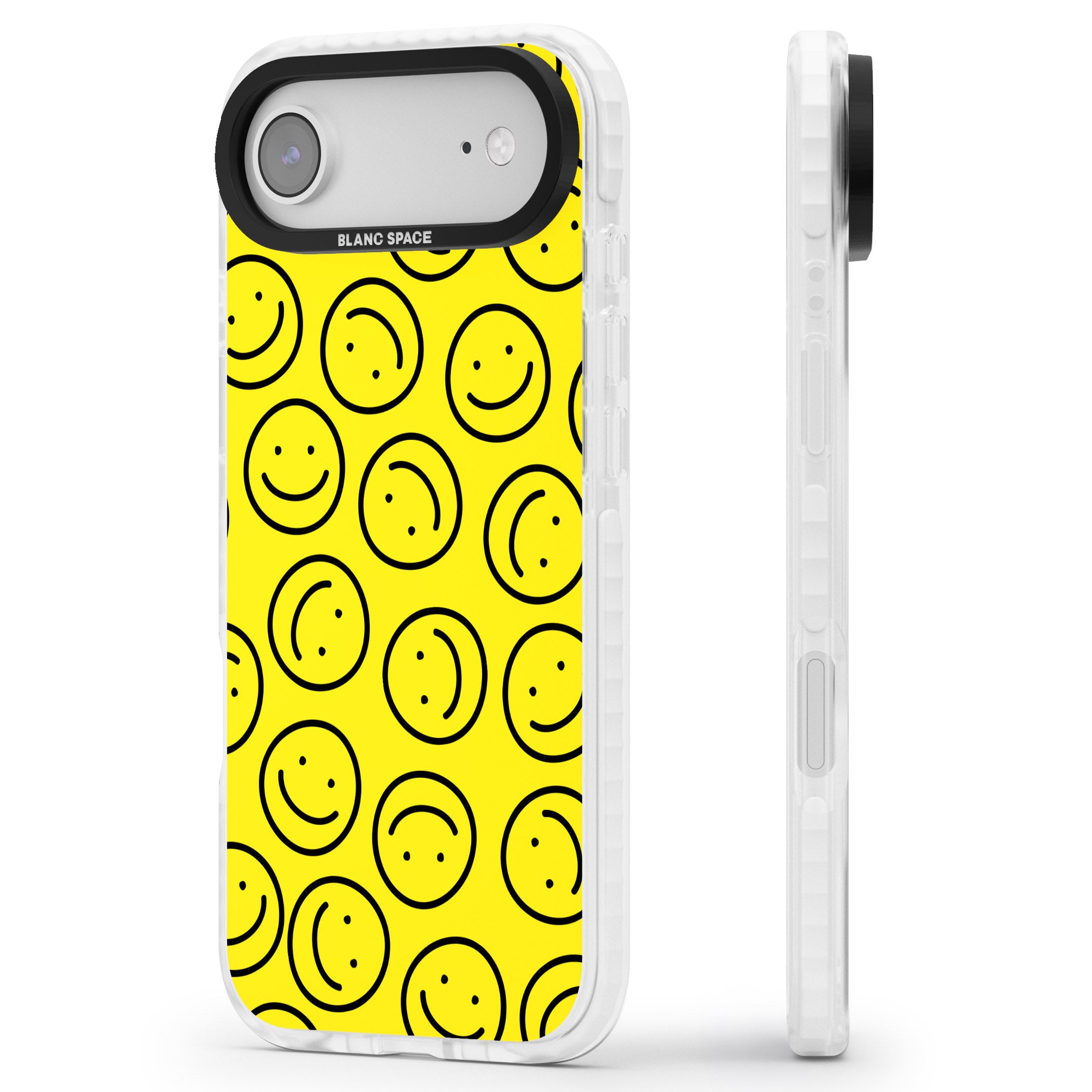 Happy Face Pattern iPhone 17 Air Impact Clear Phone Case Side Profile