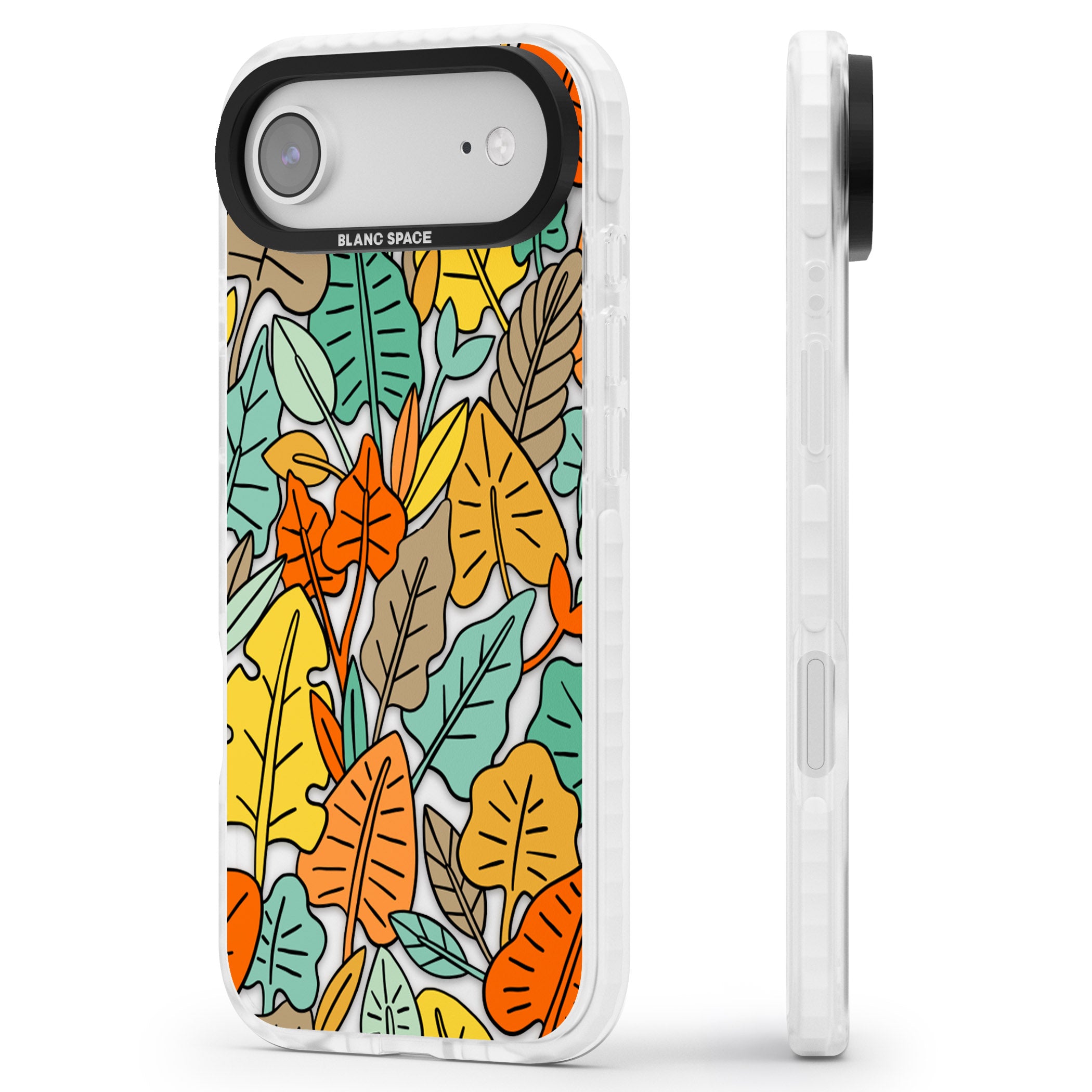 Pastel Toned Autumn Leaves iPhone 17 Air Impact Clear Phone Case Side Profile
