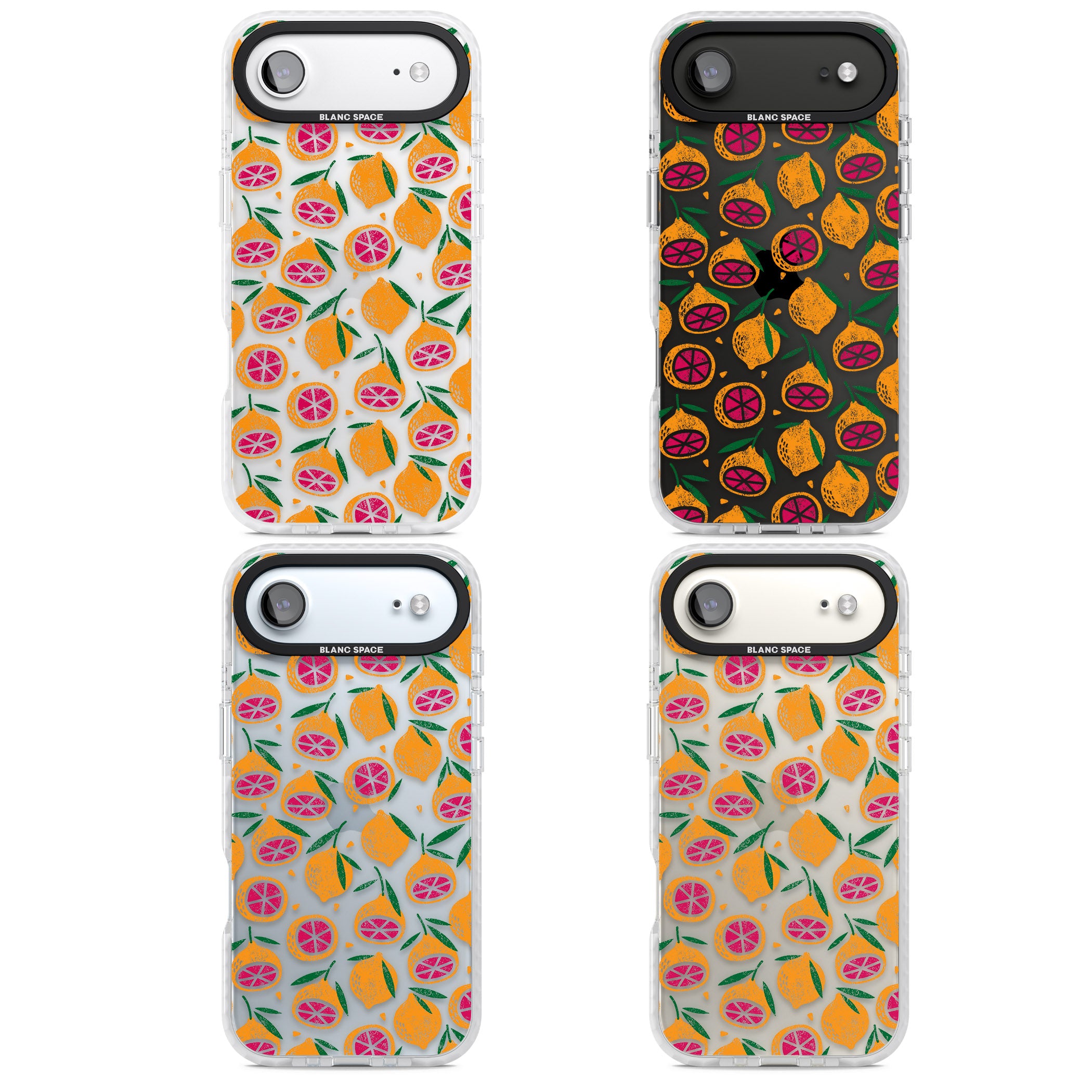 Blood Orange Fruit Pattern Transparent iPhone 17 Air Impact Clear Phone Case APT Impact Protection