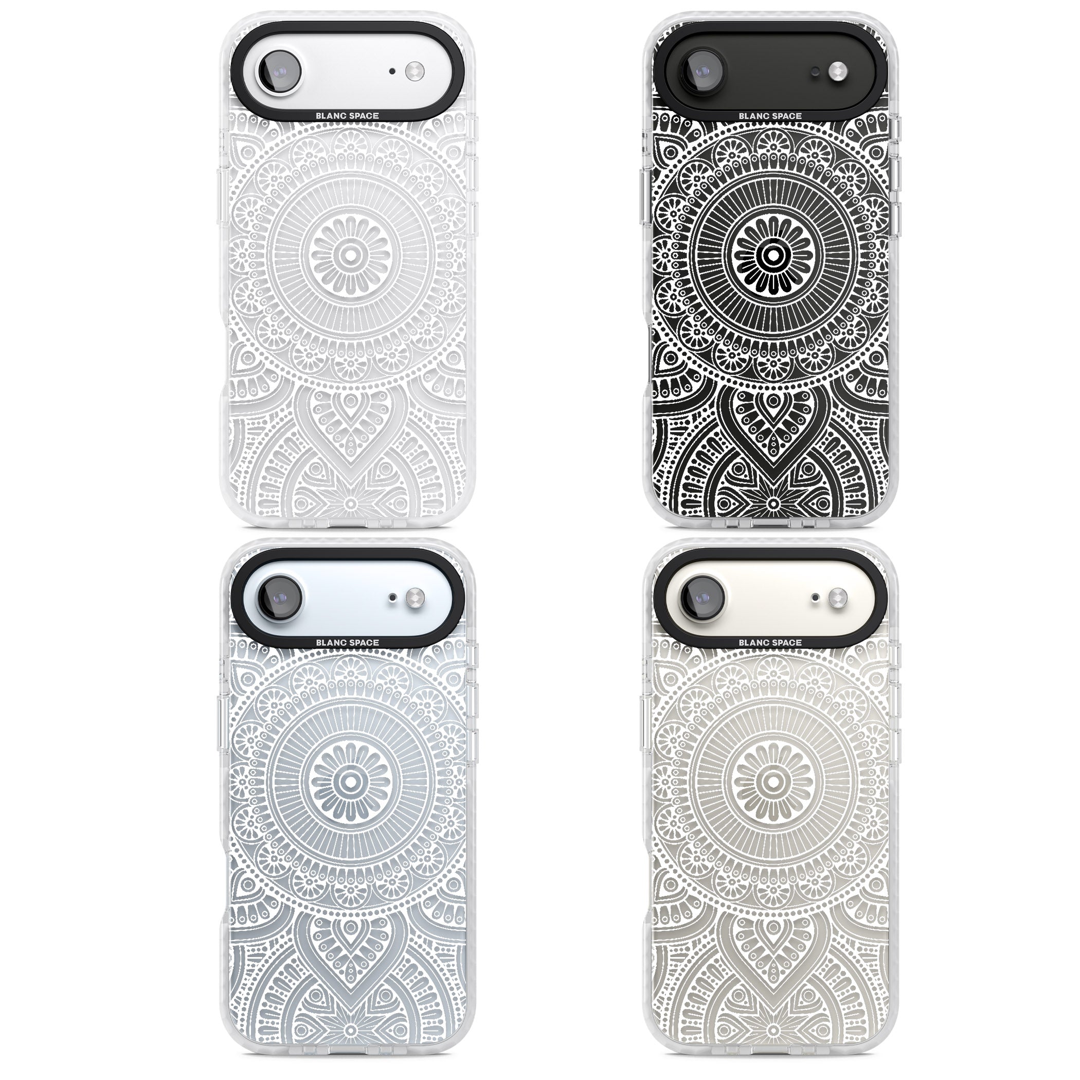 White Henna Flower Wheel iPhone 17 Air Impact Clear Phone Case APT Impact Protection