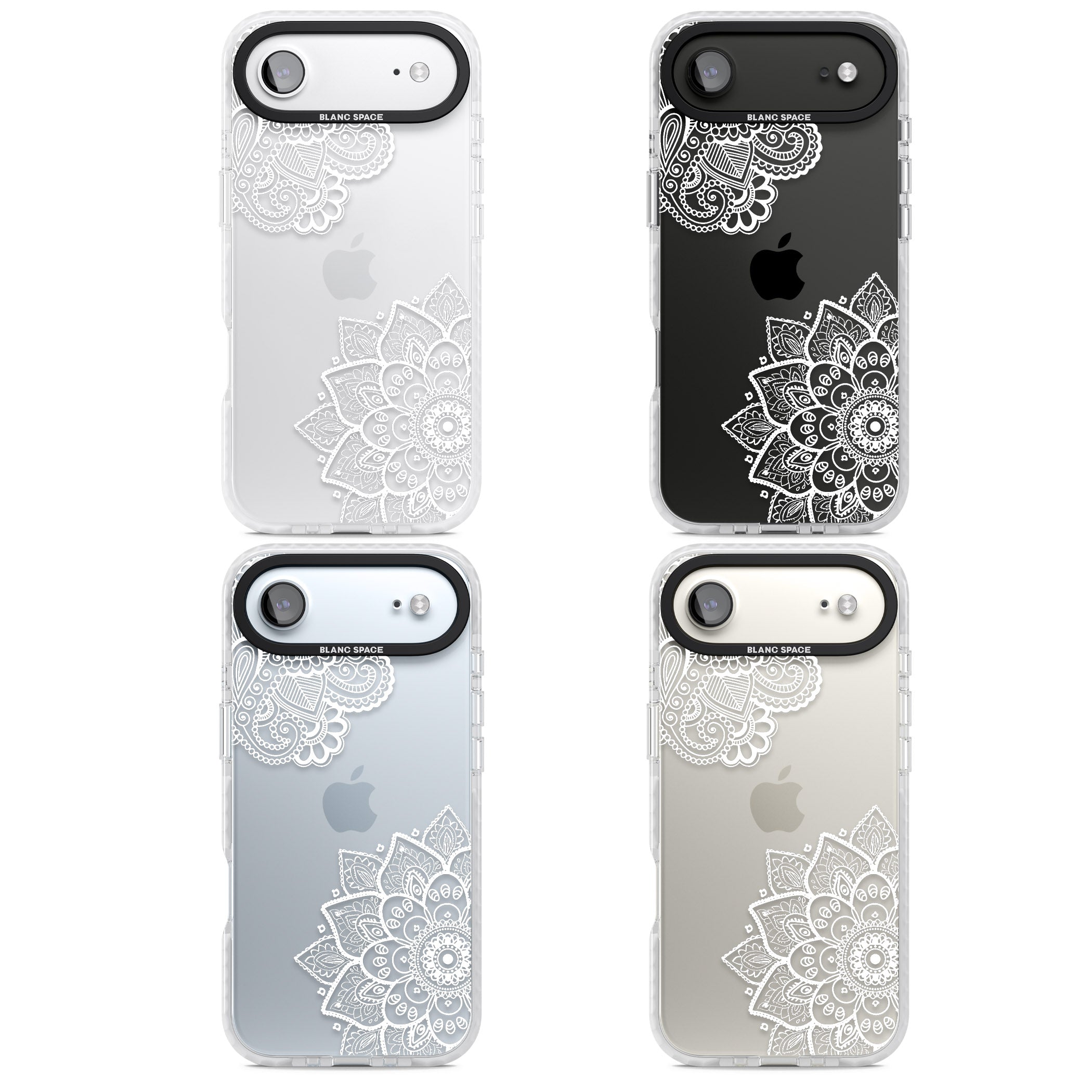 White Henna Florals iPhone 17 Air Impact Clear Phone Case APT Impact Protection