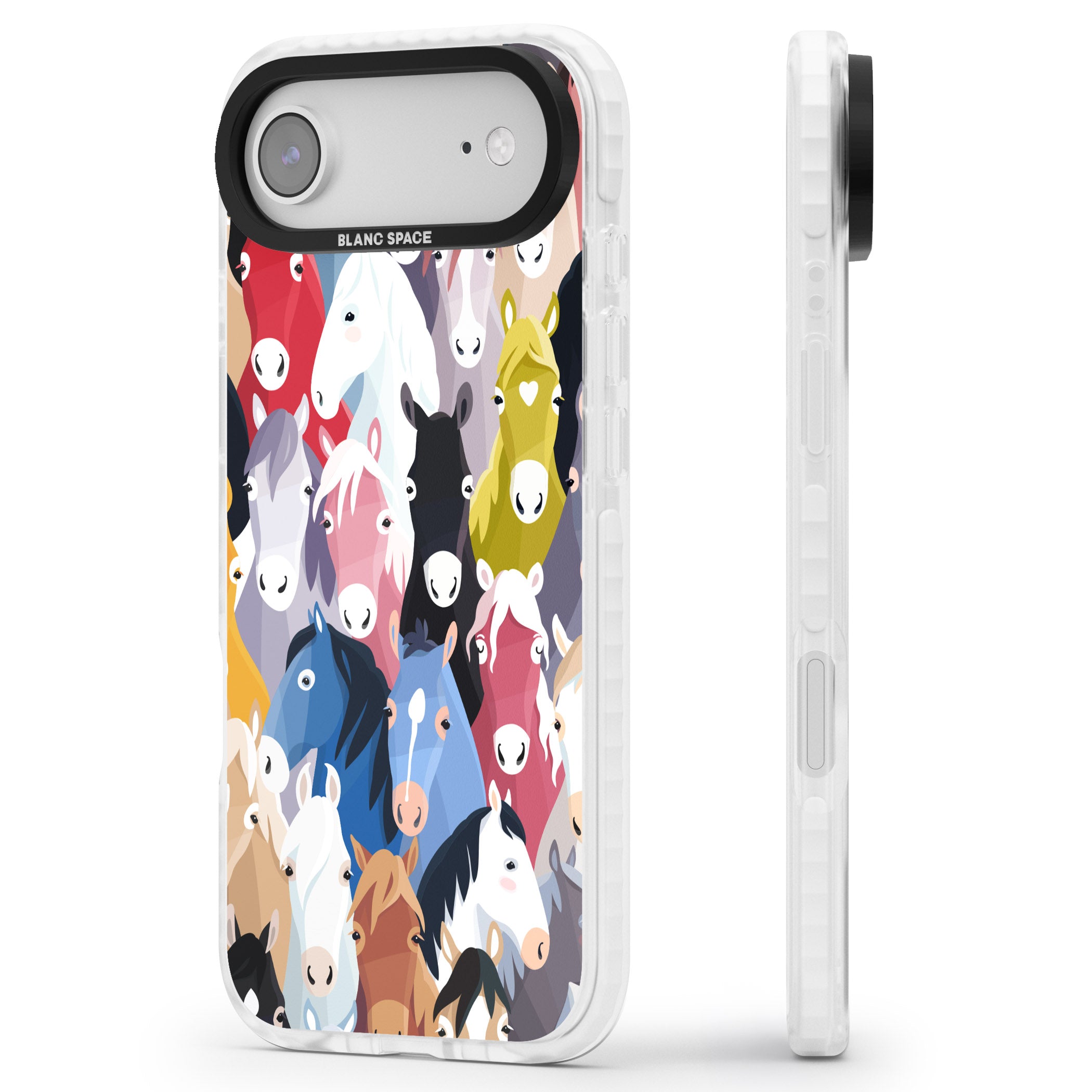 Colourful Horse Pattern iPhone 17 Air Impact Clear Phone Case Side Profile