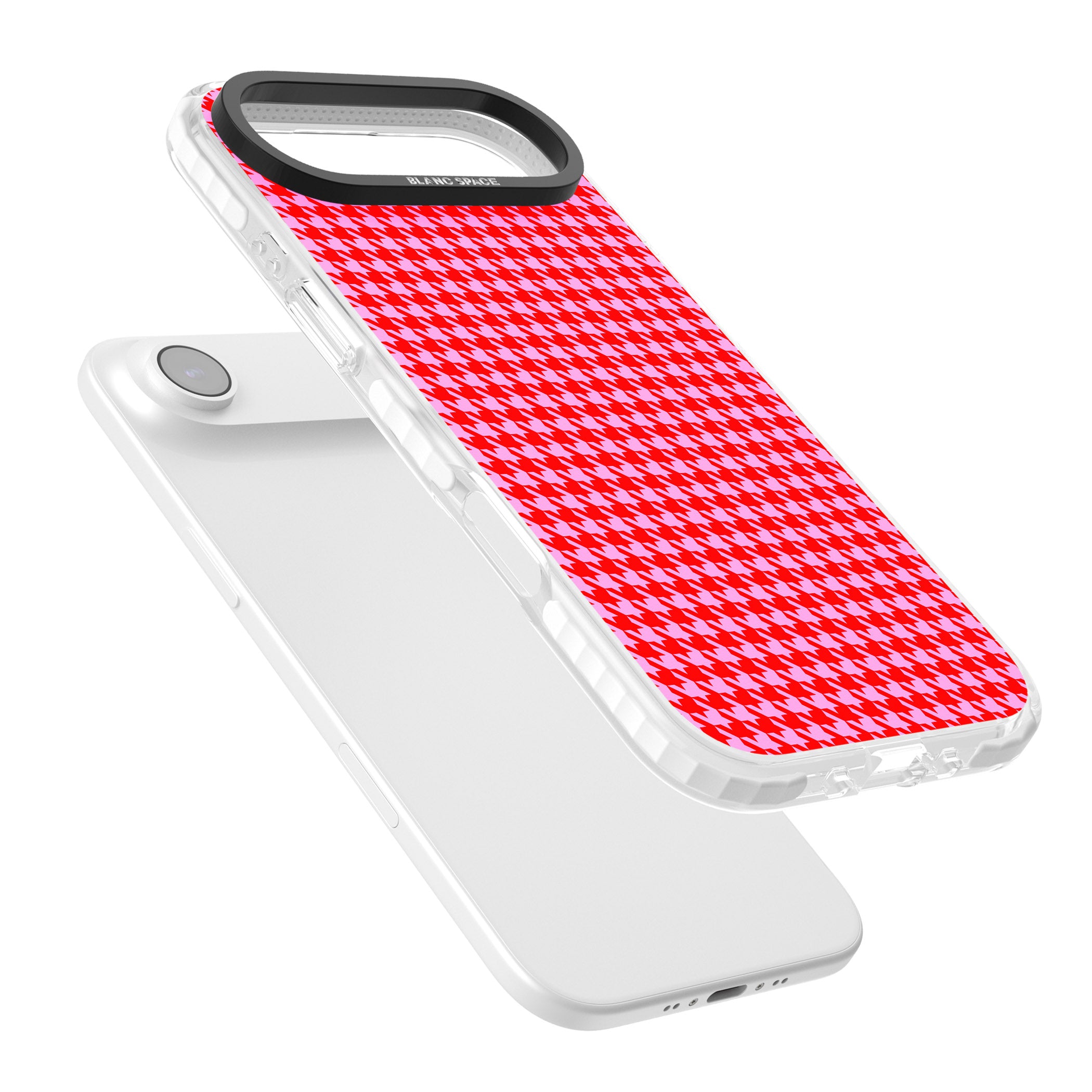 Neon Pink & Red Houndstooth iPhone 17 Air Impact Clear Phone Case Colours