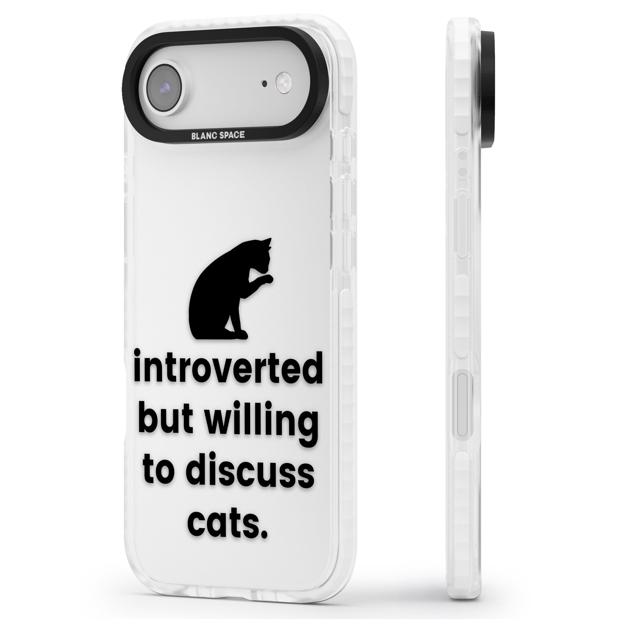 Introverted But Willing To Discuss Cats iPhone 17 Air Impact Clear Phone Case Side Profile