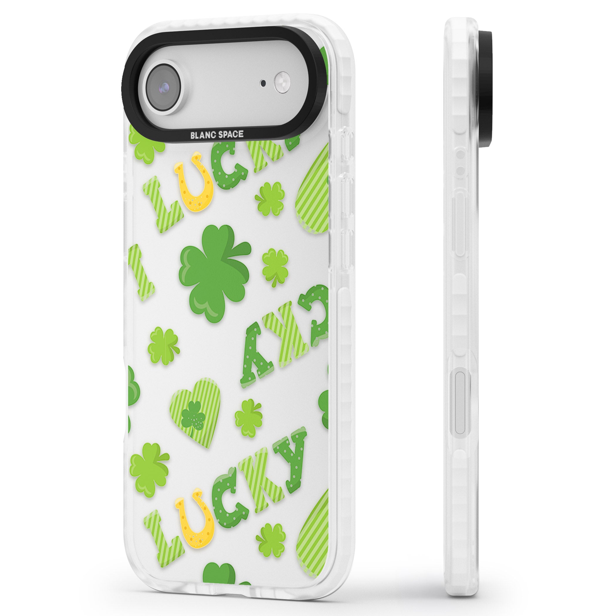 Lucky Irish Clover iPhone 17 Air Impact Clear Phone Case Side Profile