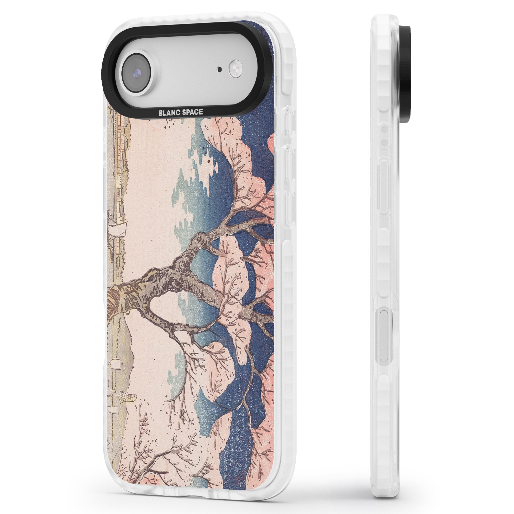 Vintage Japanese Illustrations Cherry Tree iPhone 17 Air Impact Clear Phone Case Side Profile