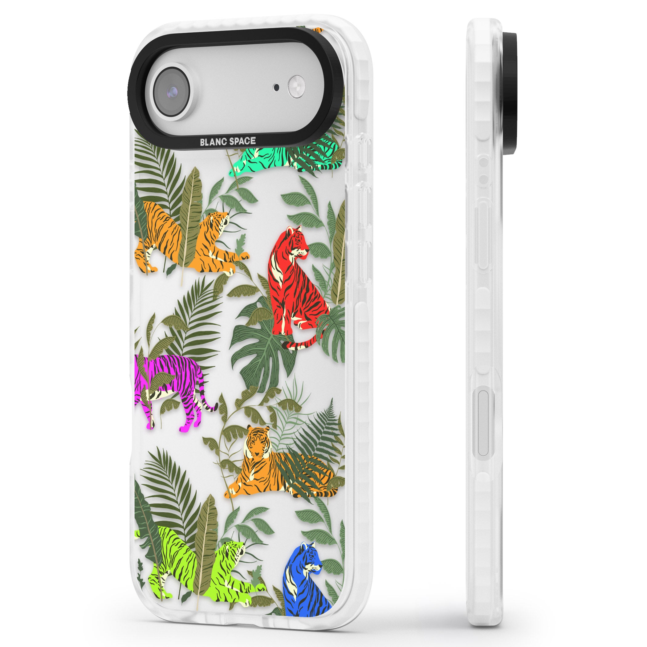Colorful Jungle Tiger iPhone 17 Air Impact Clear Phone Case Side Profile