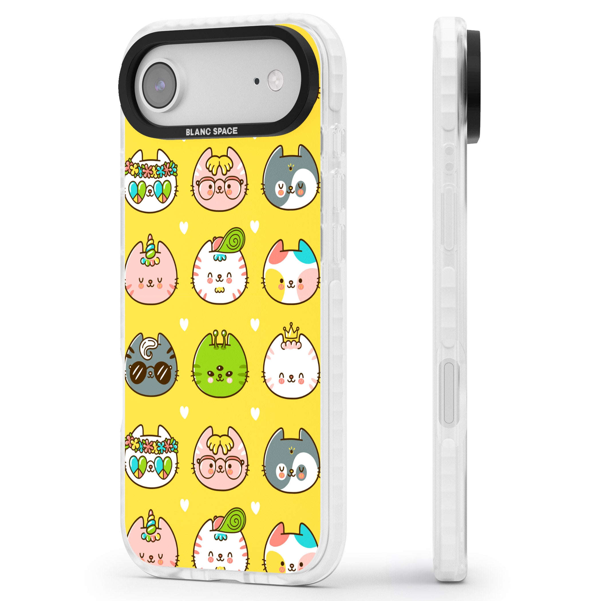 Mythical Cats Kawaii Pattern iPhone 17 Air Impact Clear Phone Case Side Profile