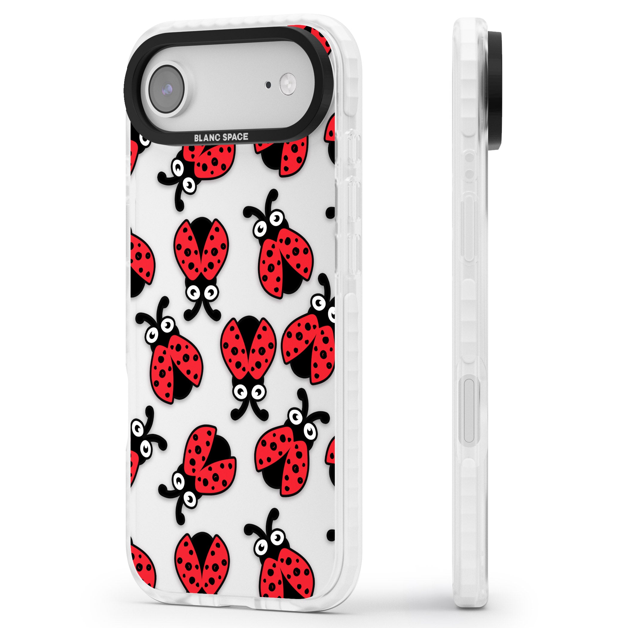 Ladybug Pattern iPhone 17 Air Impact Clear Phone Case Side Profile