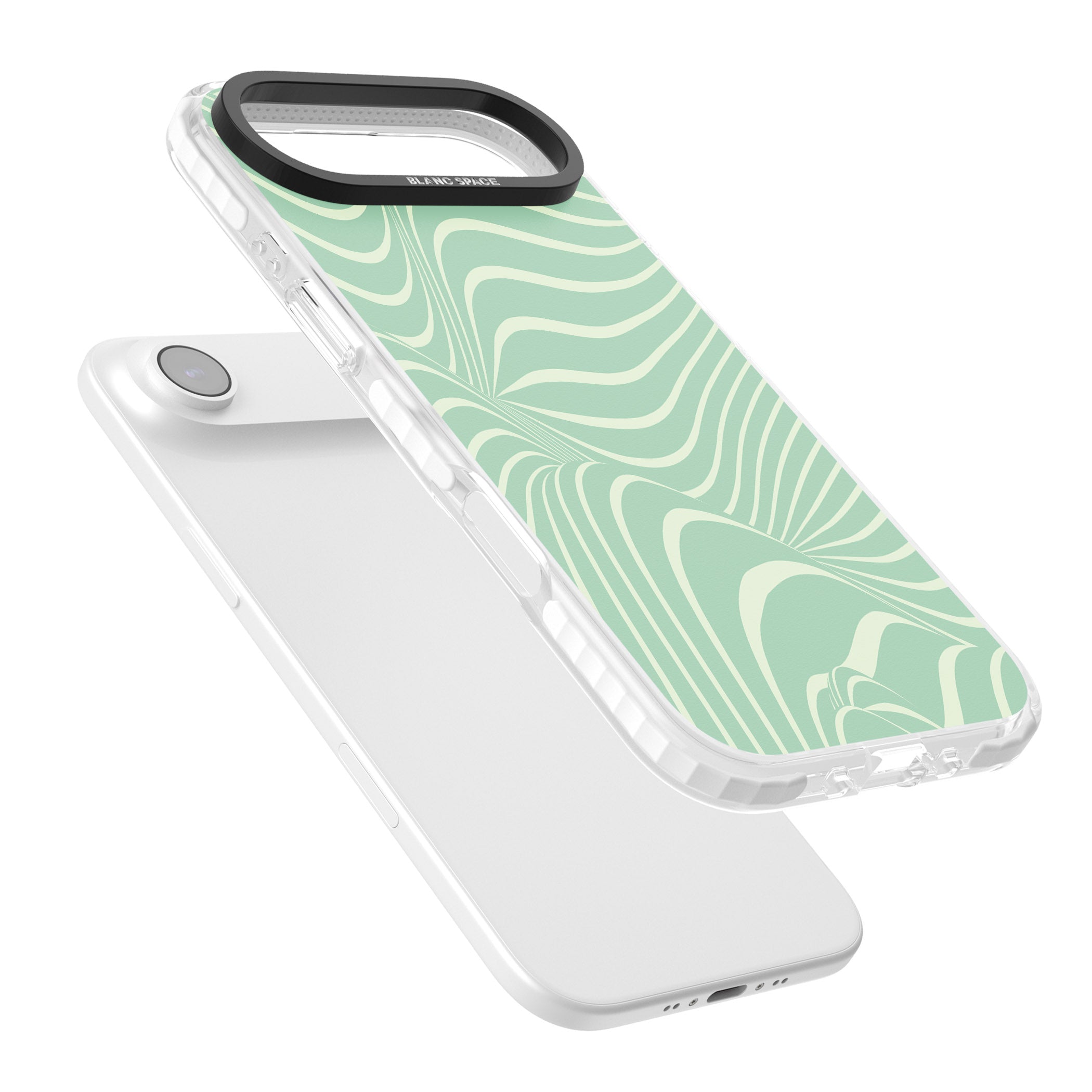 Mint Green Distorted Line iPhone 17 Air Impact Clear Phone Case Colours