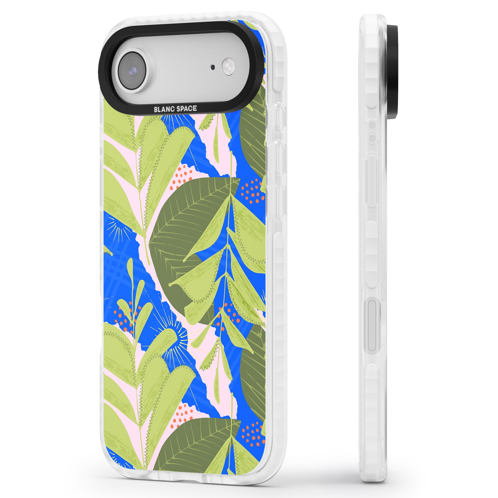 Fern Leaves Abstract Pattern iPhone 17 Air Impact Pro Clear Phone Case Side Profile