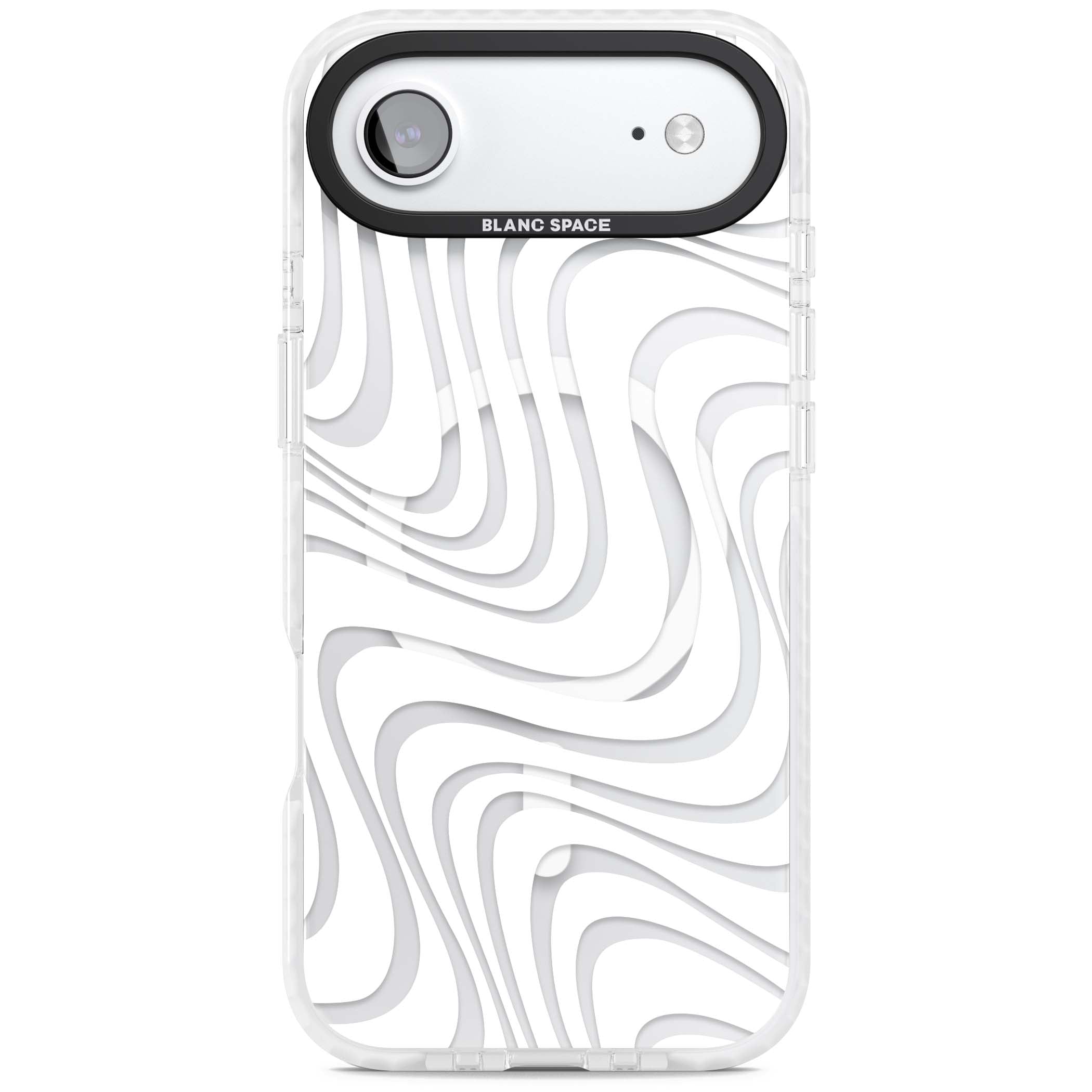 White Abstract Waves abstract iPhone case featuring flowing grey wave pattern on clear background | Impact Magsafe case for iPhone Air