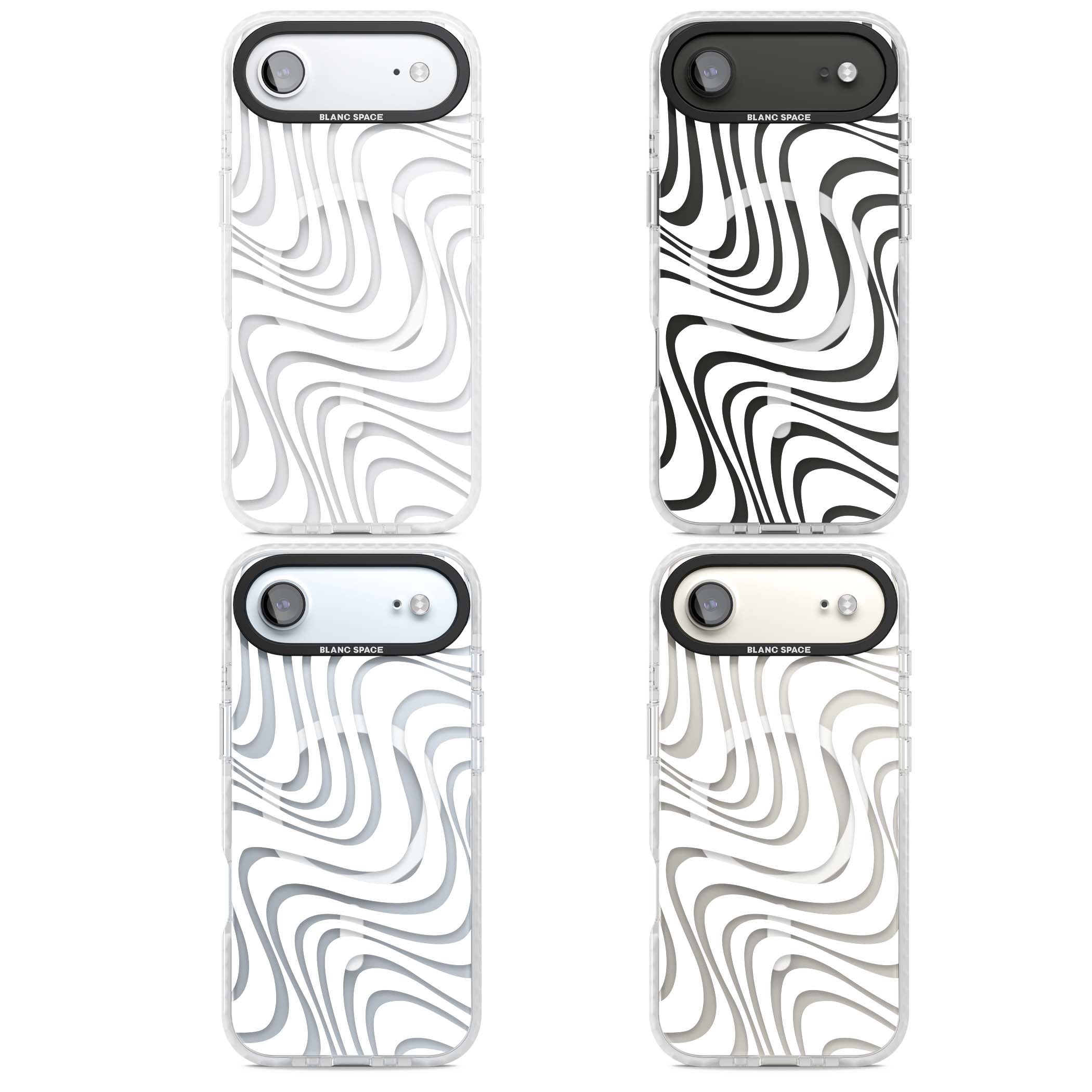 White Abstract Waves abstract iPhone case featuring flowing grey wave pattern on clear background | Impact Magsafe case for iPhone Air