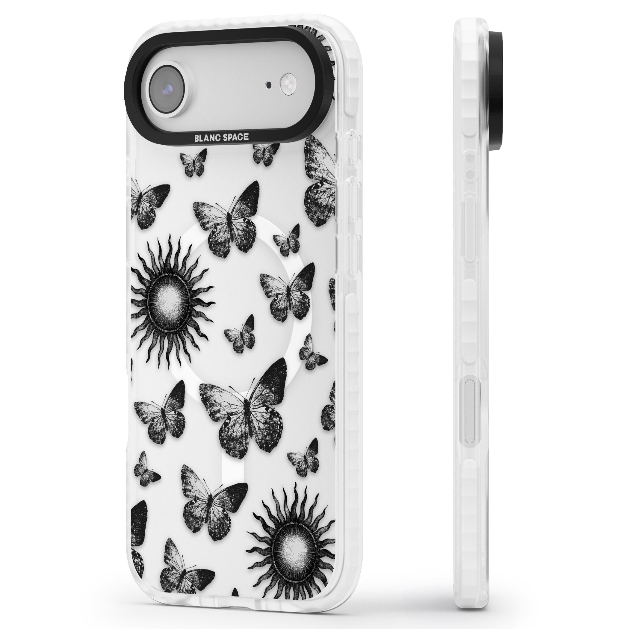 Butterflies Suns iPhone 17 Air Impact Pro Clear Phone Case Side Profile