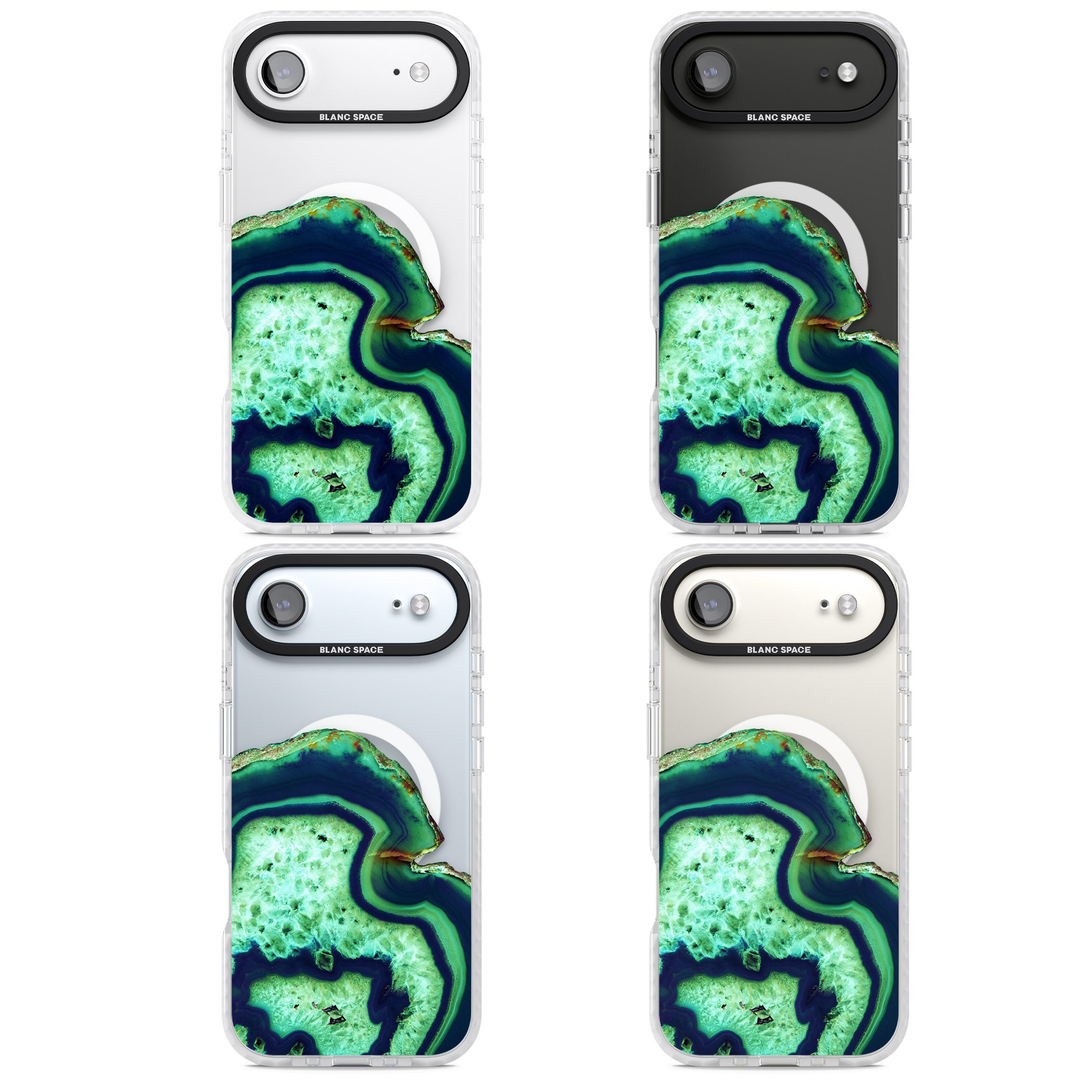 Emerald Agate Slice iPhone 17 Air Impact Pro Clear Phone Case APT Impact Protection