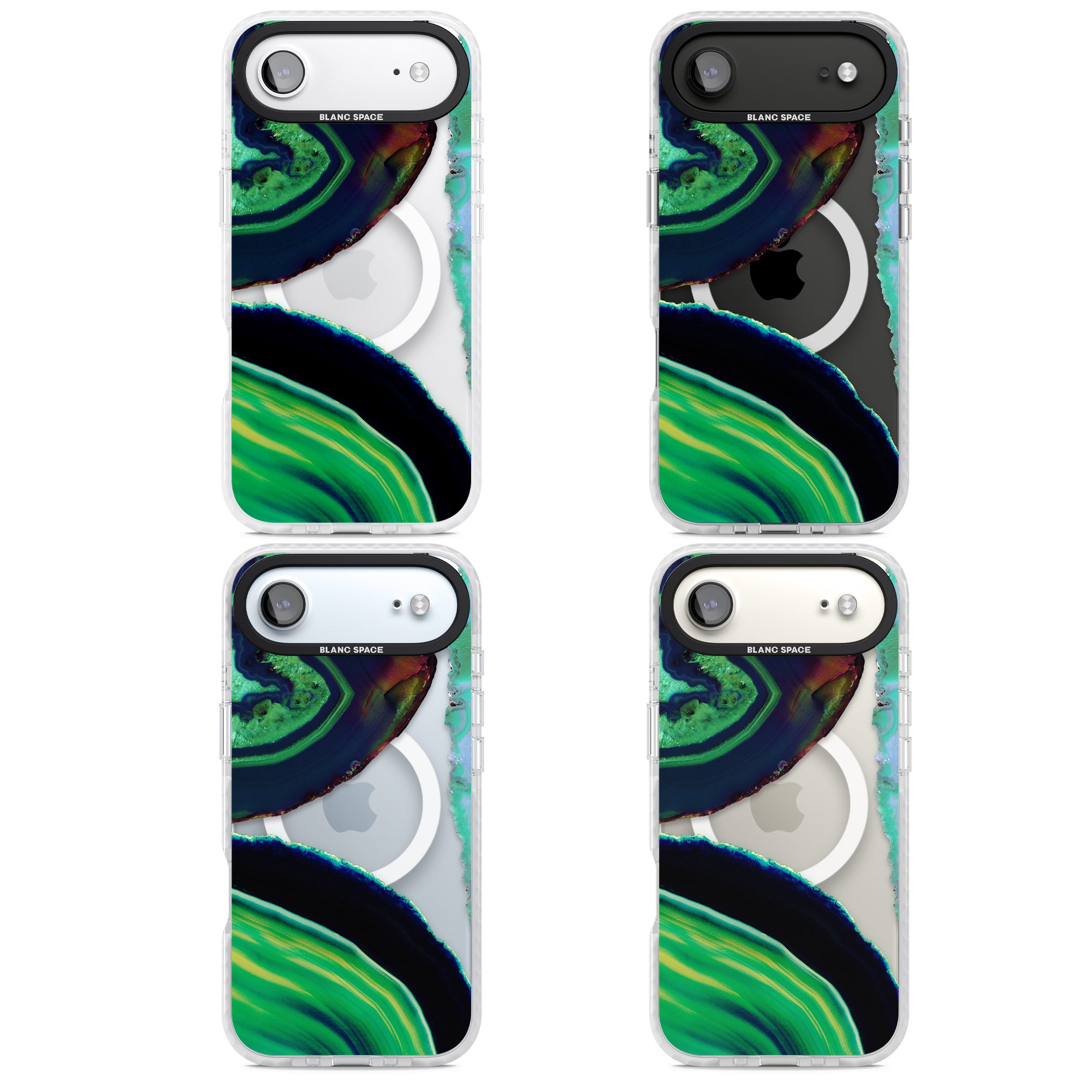 Green Geode Glow iPhone 17 Air Impact Pro Clear Phone Case APT Impact Protection