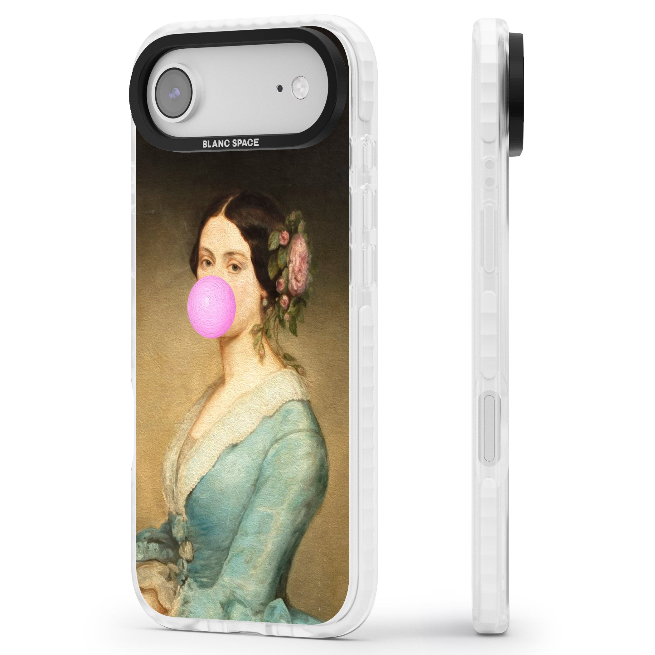 Bubblegum Renaissance iPhone 17 Air Impact Pro Clear Phone Case Side Profile