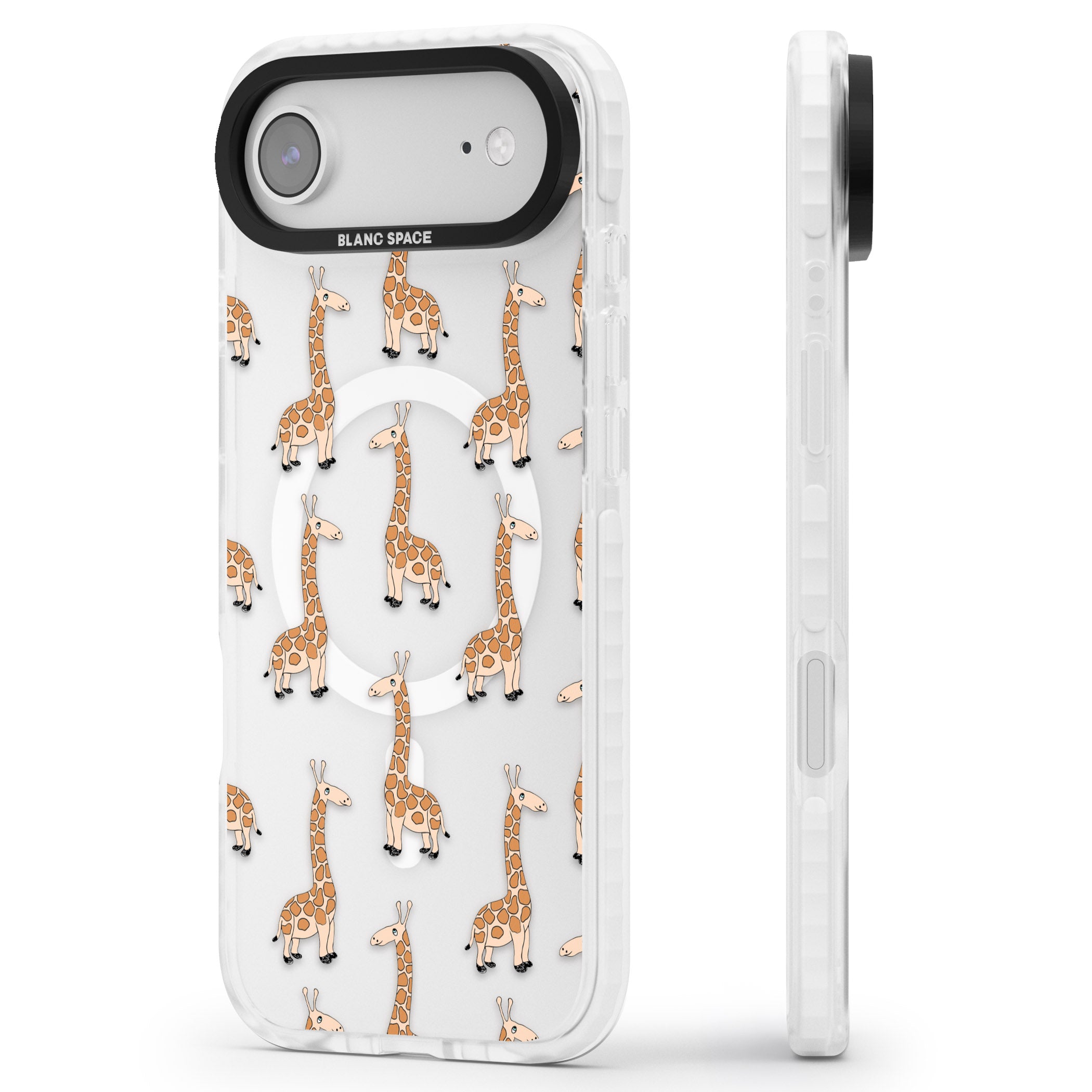 Cute Giraffe Pattern Clear iPhone 17 Air Impact Pro Clear Phone Case Side Profile
