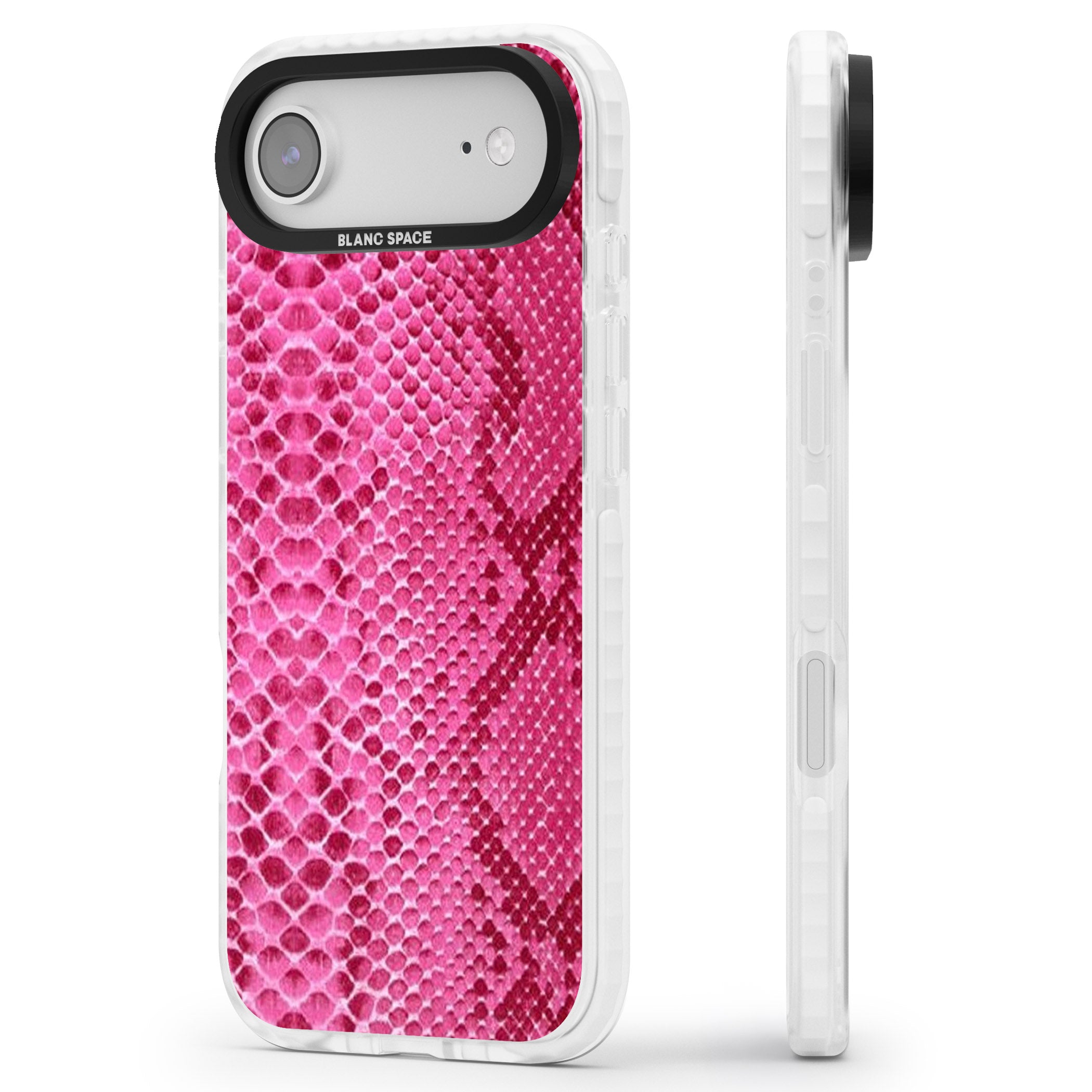 Pink Snakeskin iPhone 17 Air Impact Pro Clear Phone Case Side Profile