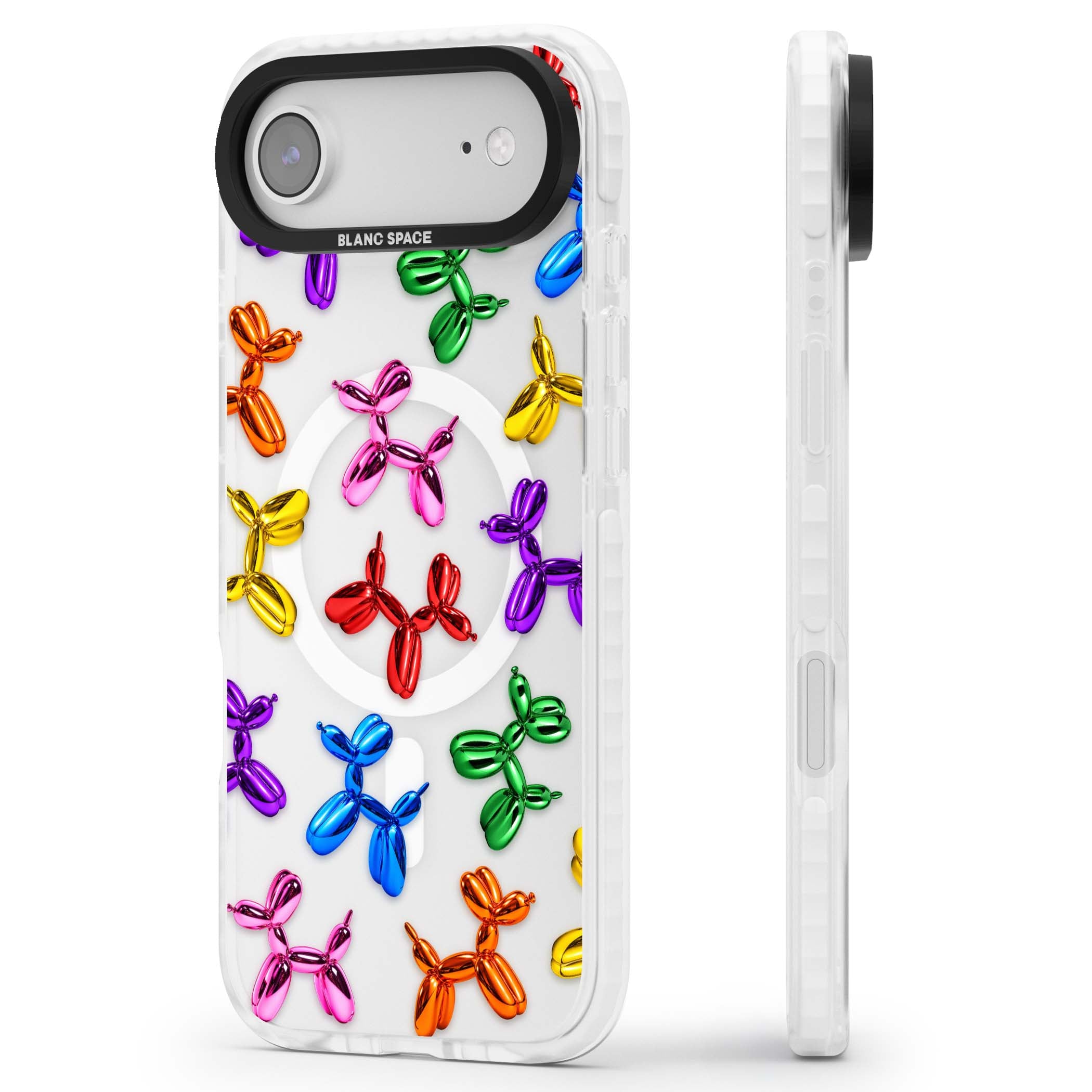 Balloon Dogs pop art iPhone case featuring rainbow chrome balloon dogs in Jeff Koons style | Impact Magsafe case for iPhone Air