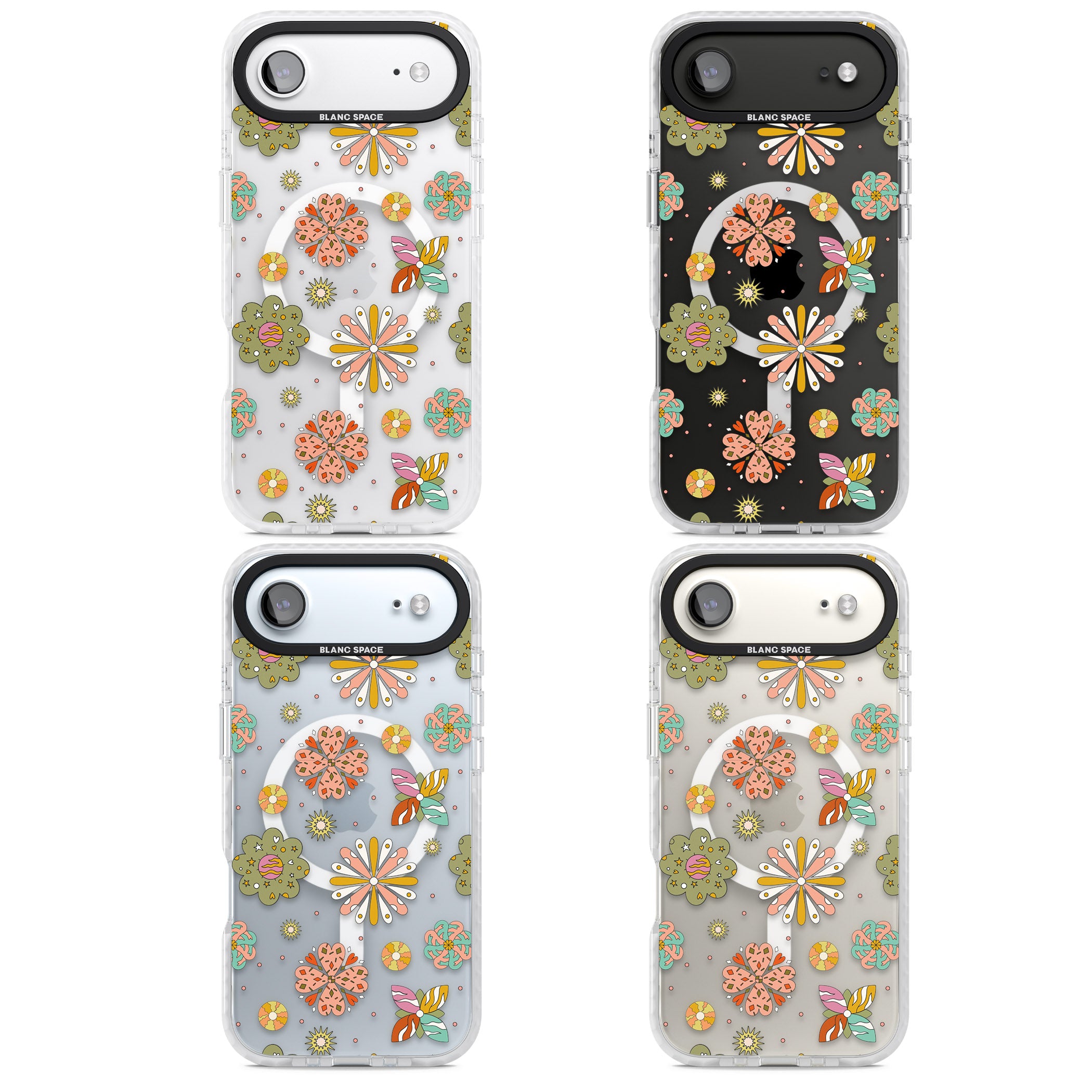 Boho Celestial Psychedelic Floral iPhone 17 Air Impact Pro Clear Phone Case APT Impact Protection