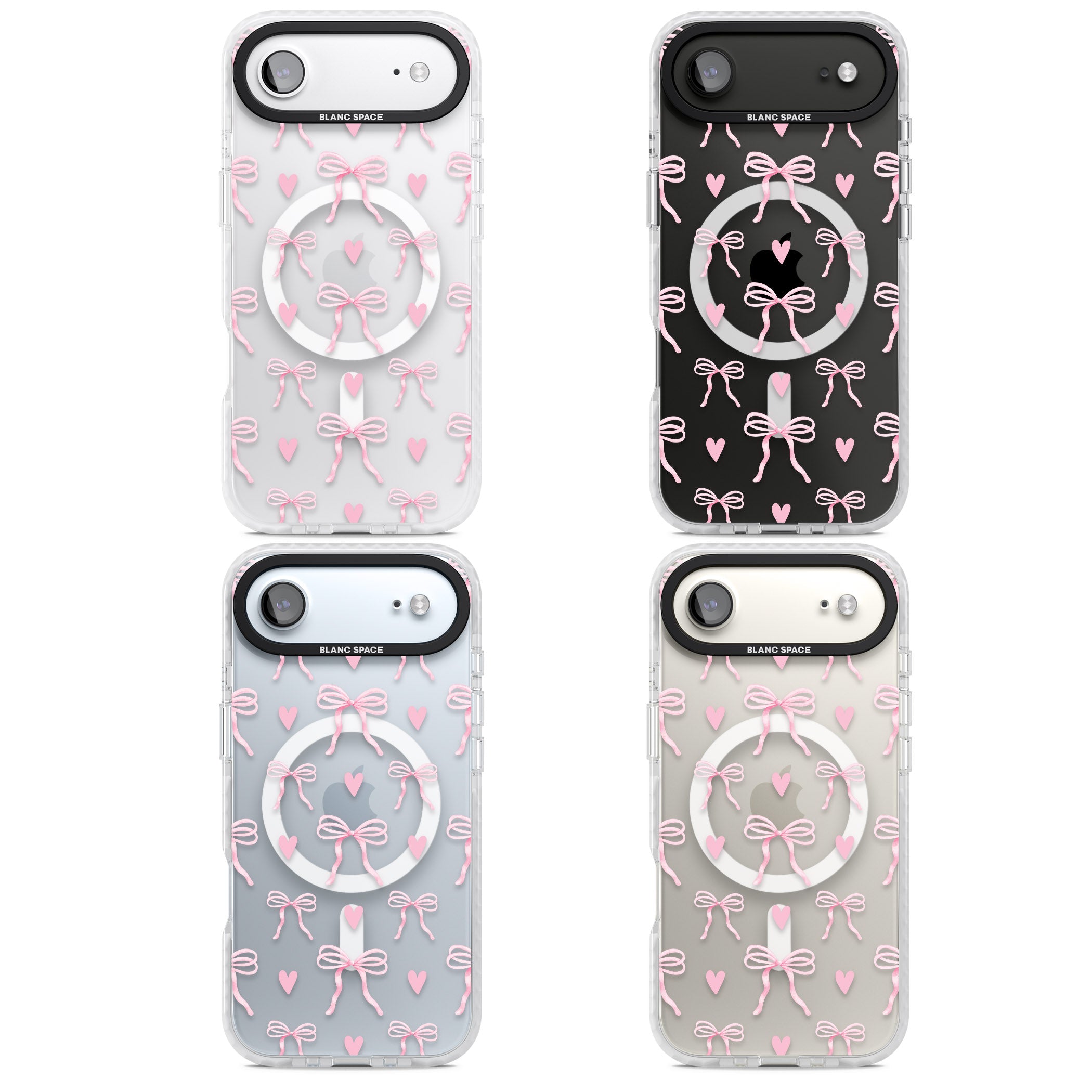 Pink Bows & Hearts iPhone 17 Air Impact Pro Clear Phone Case APT Impact Protection