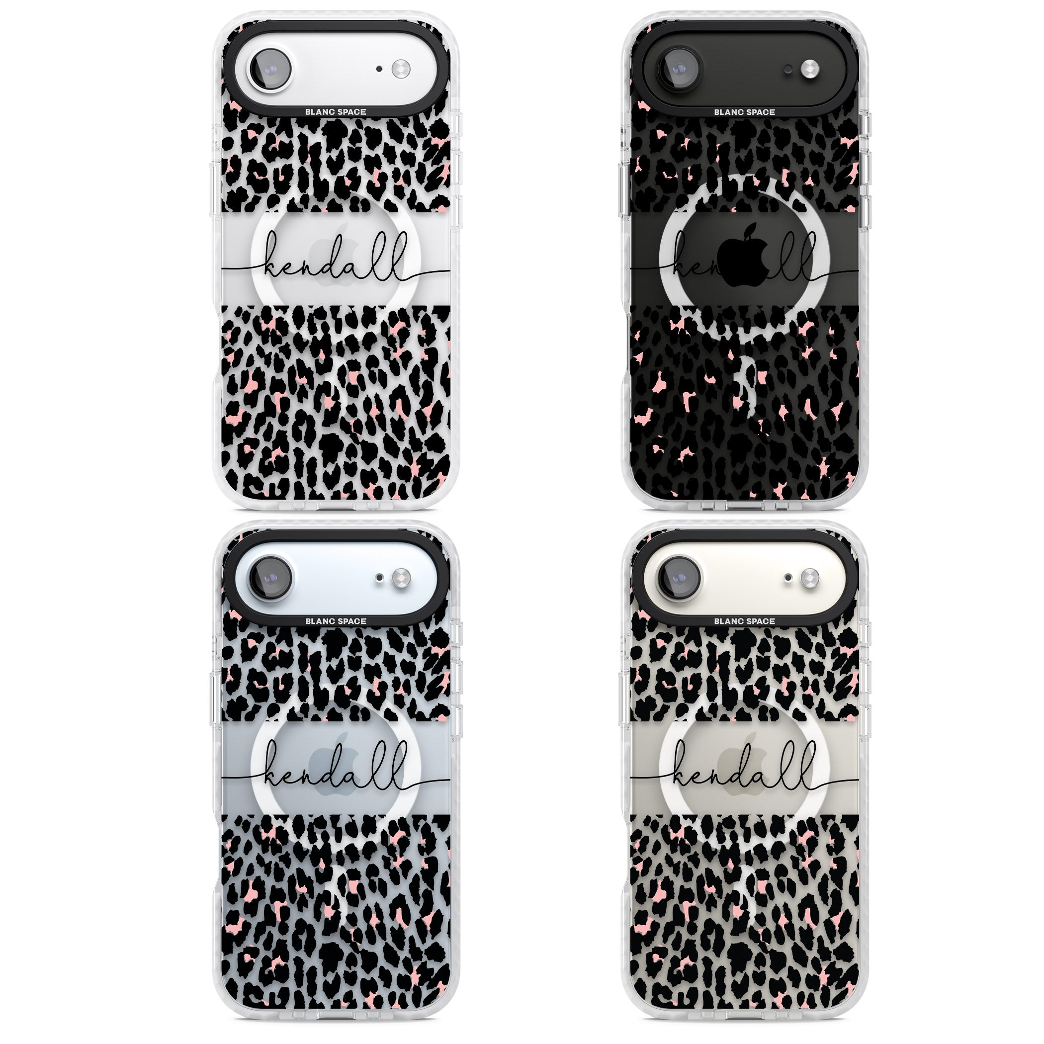 Personalised Cursive Leopard Spots iPhone 17 Air Impact Pro Clear Phone Case APT Impact Protection