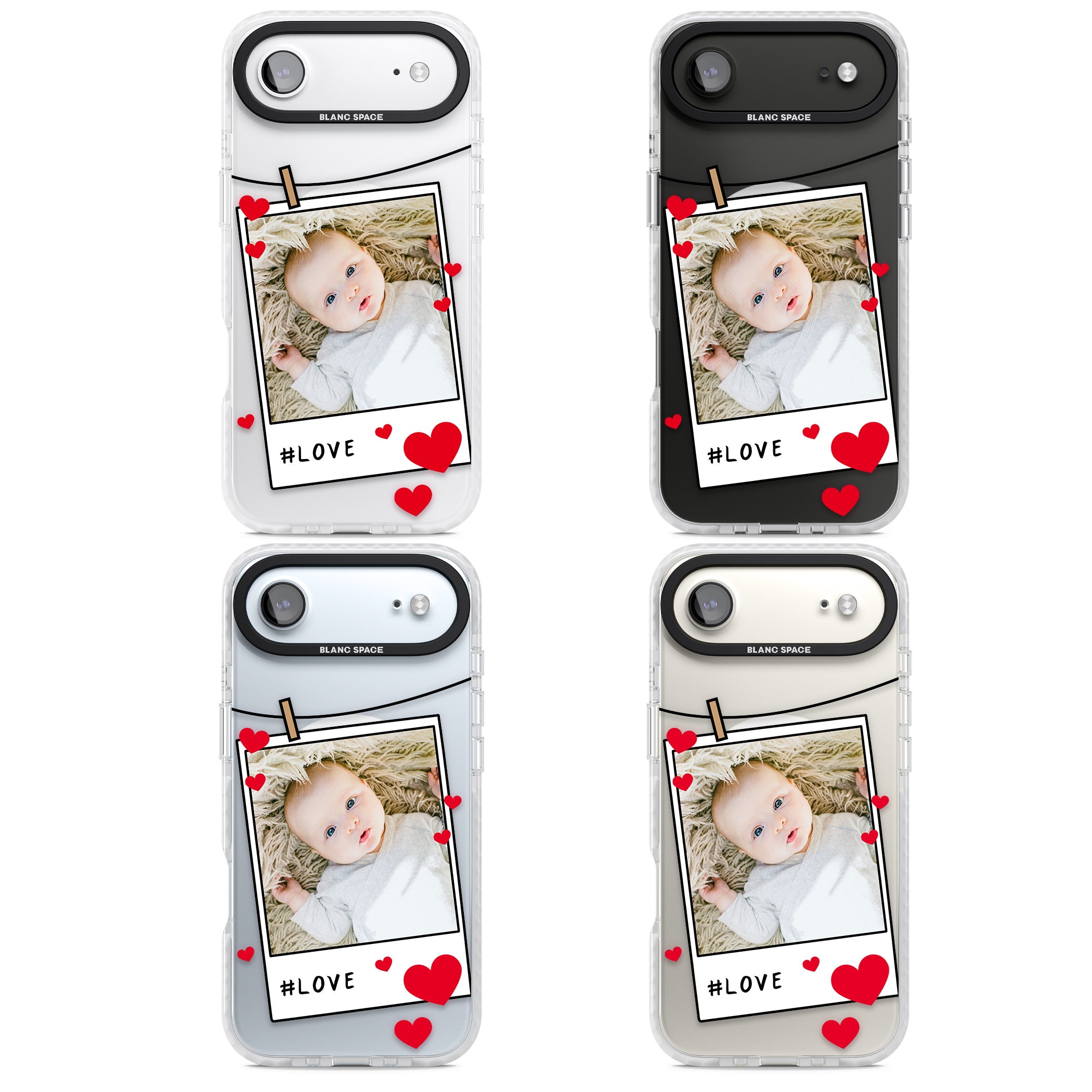 Personalised Paperclip & Hearts Instant Camera Photo iPhone 17 Air Impact Pro Clear Phone Case APT Impact Protection