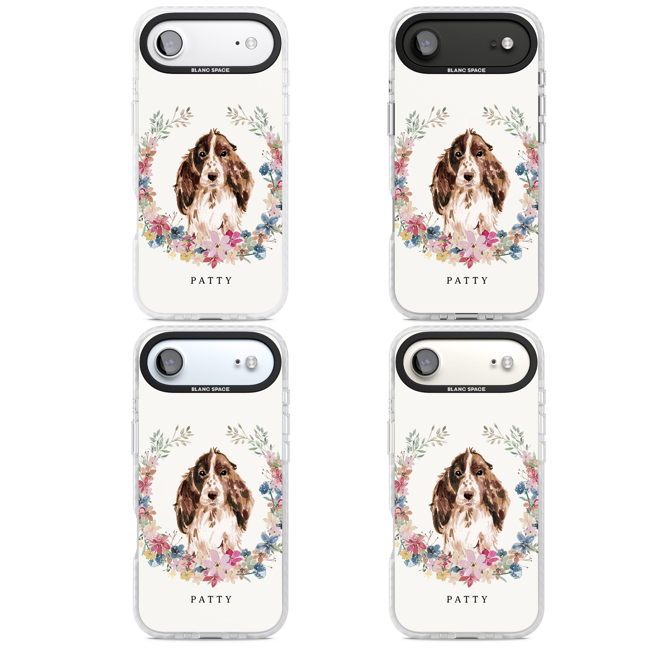 Personalised Cocker Spaniel Floral Portrait iPhone 17 Air Impact Pro Clear Phone Case APT Impact Protection