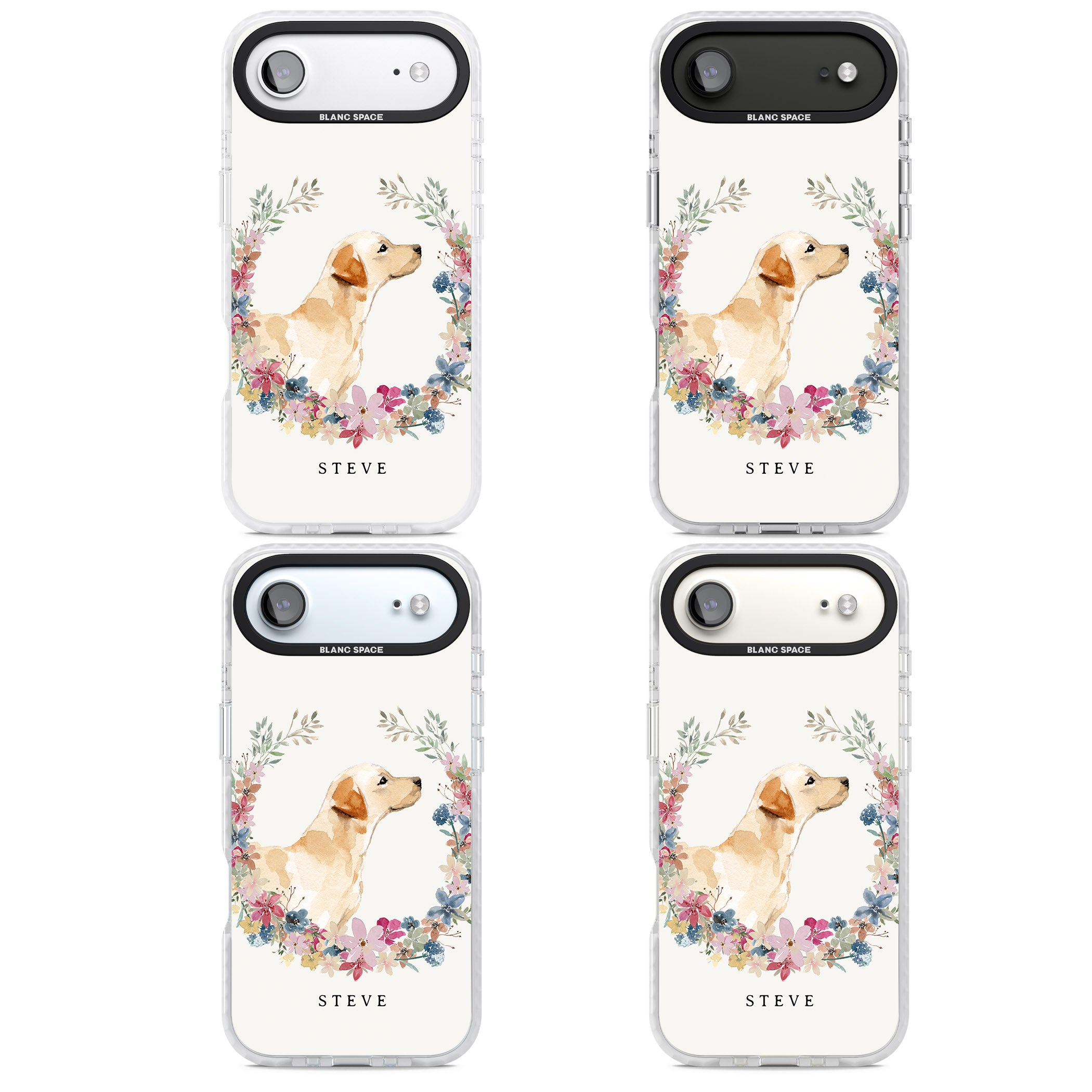 Personalised Yellow Labrador Floral Portrait iPhone 17 Air Impact Pro Clear Phone Case APT Impact Protection