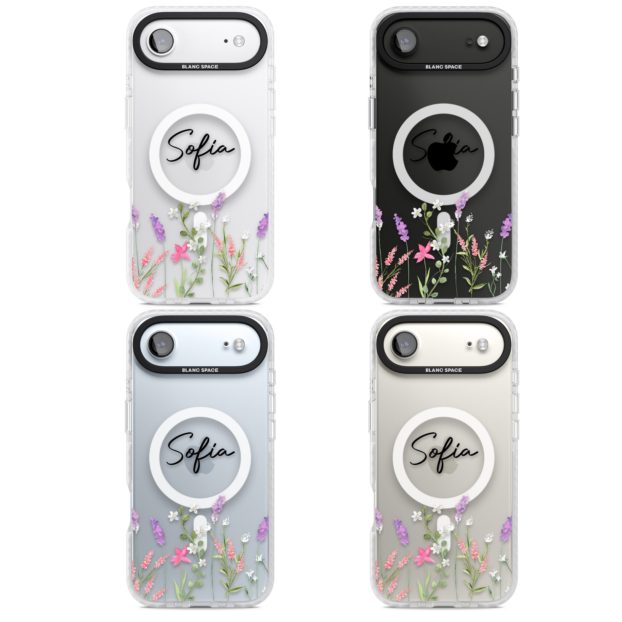 Personalised Lavender Wildflowers iPhone 17 Air Impact Pro Clear Phone Case APT Impact Protection