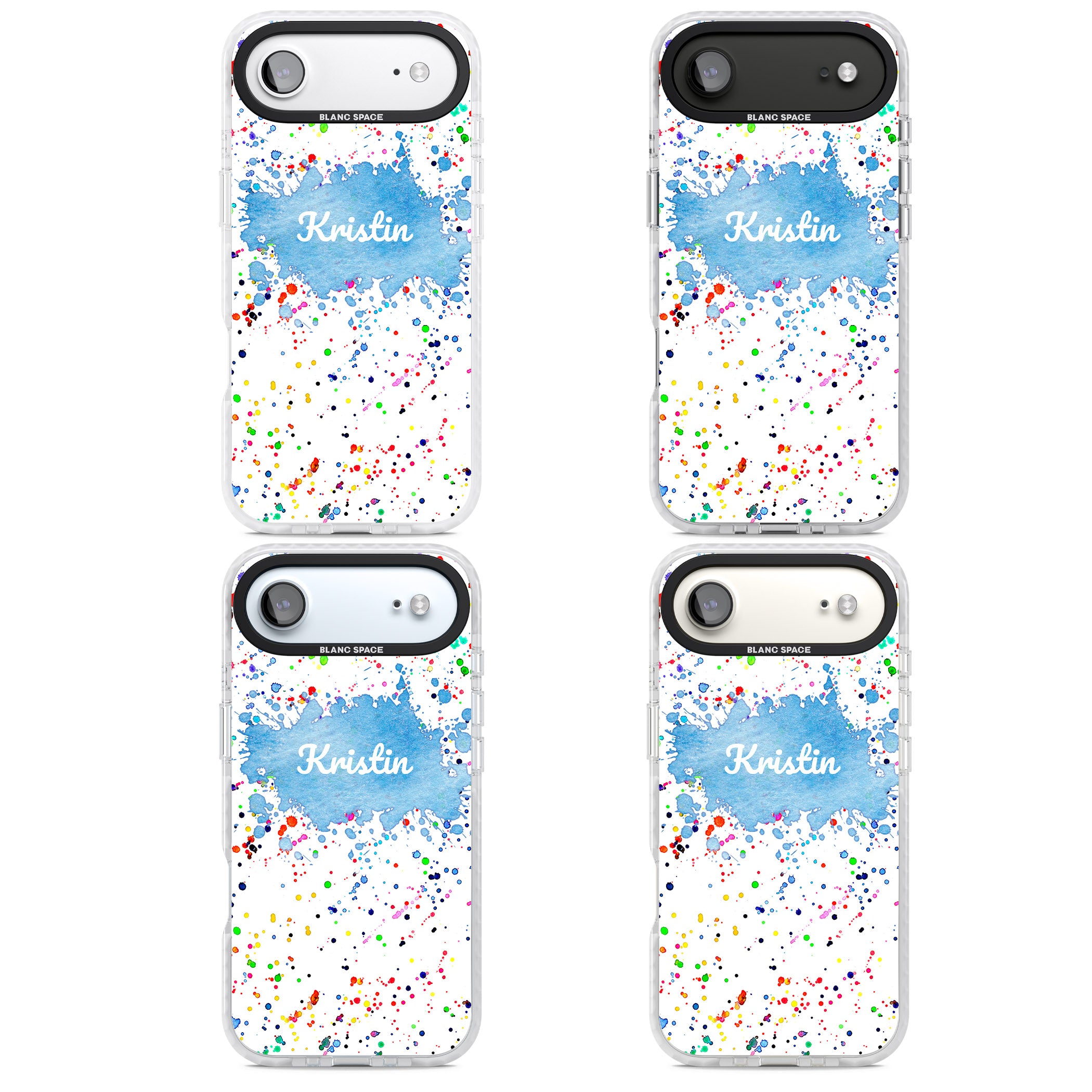 Personalised Rainbow Splatter Name iPhone 17 Air Impact Pro Clear Phone Case APT Impact Protection