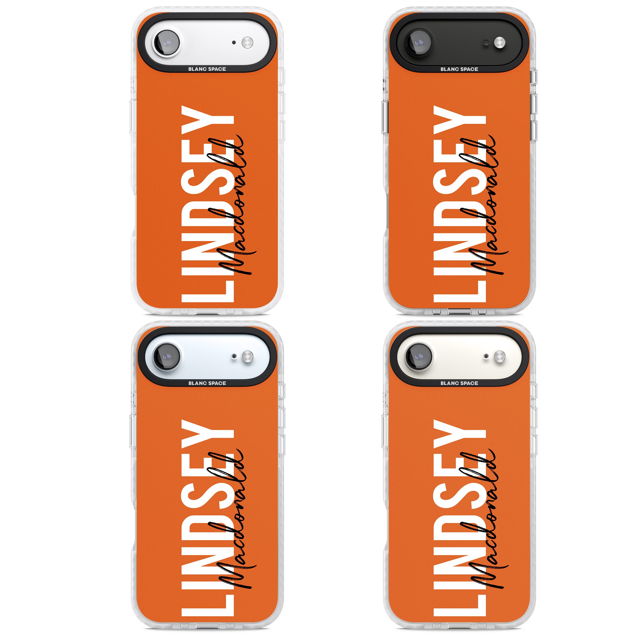 Personalised Bold Name: Orange iPhone 17 Air Impact Pro Clear Phone Case APT Impact Protection