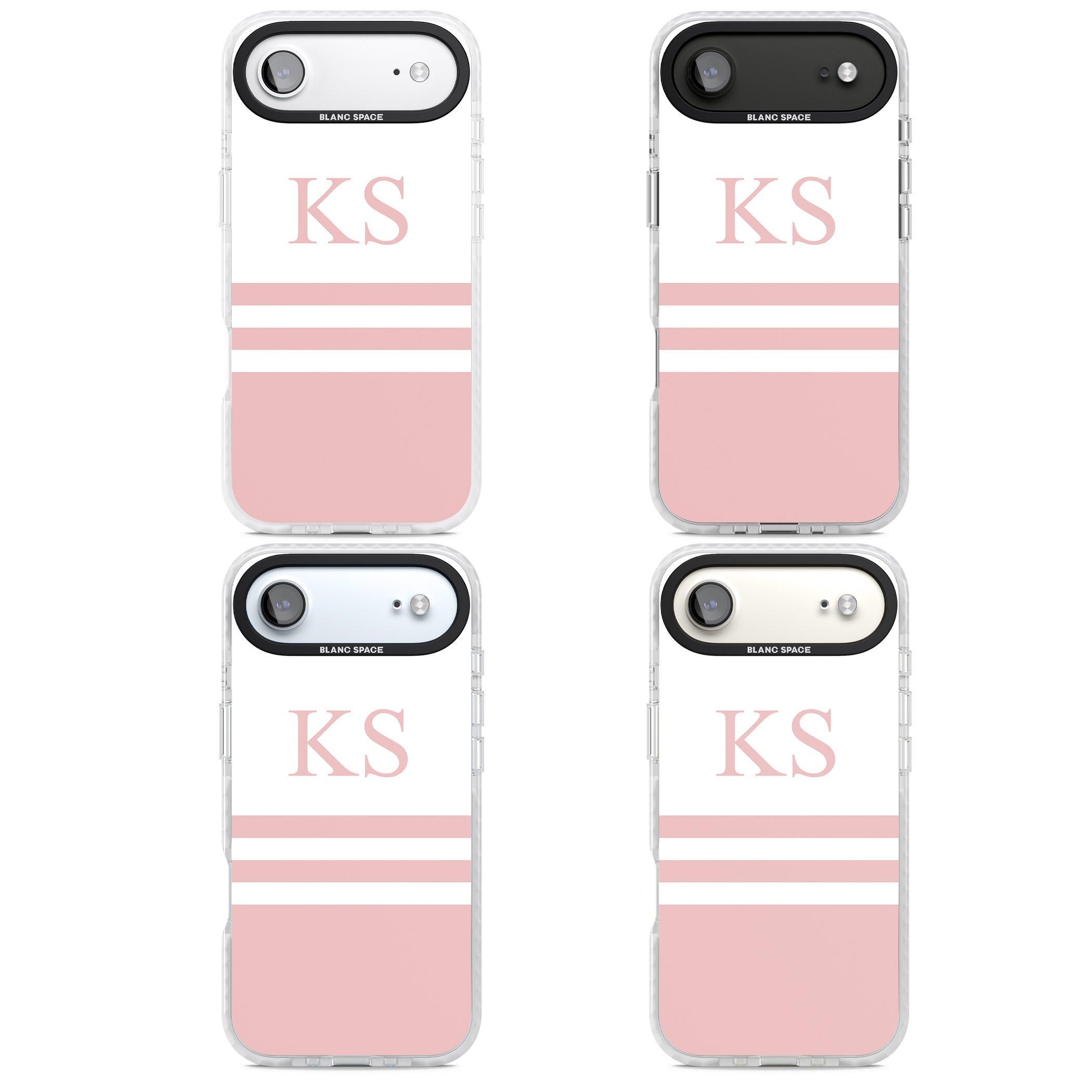 Personalised Pink Stripes & Initials iPhone 17 Air Impact Pro Clear Phone Case APT Impact Protection