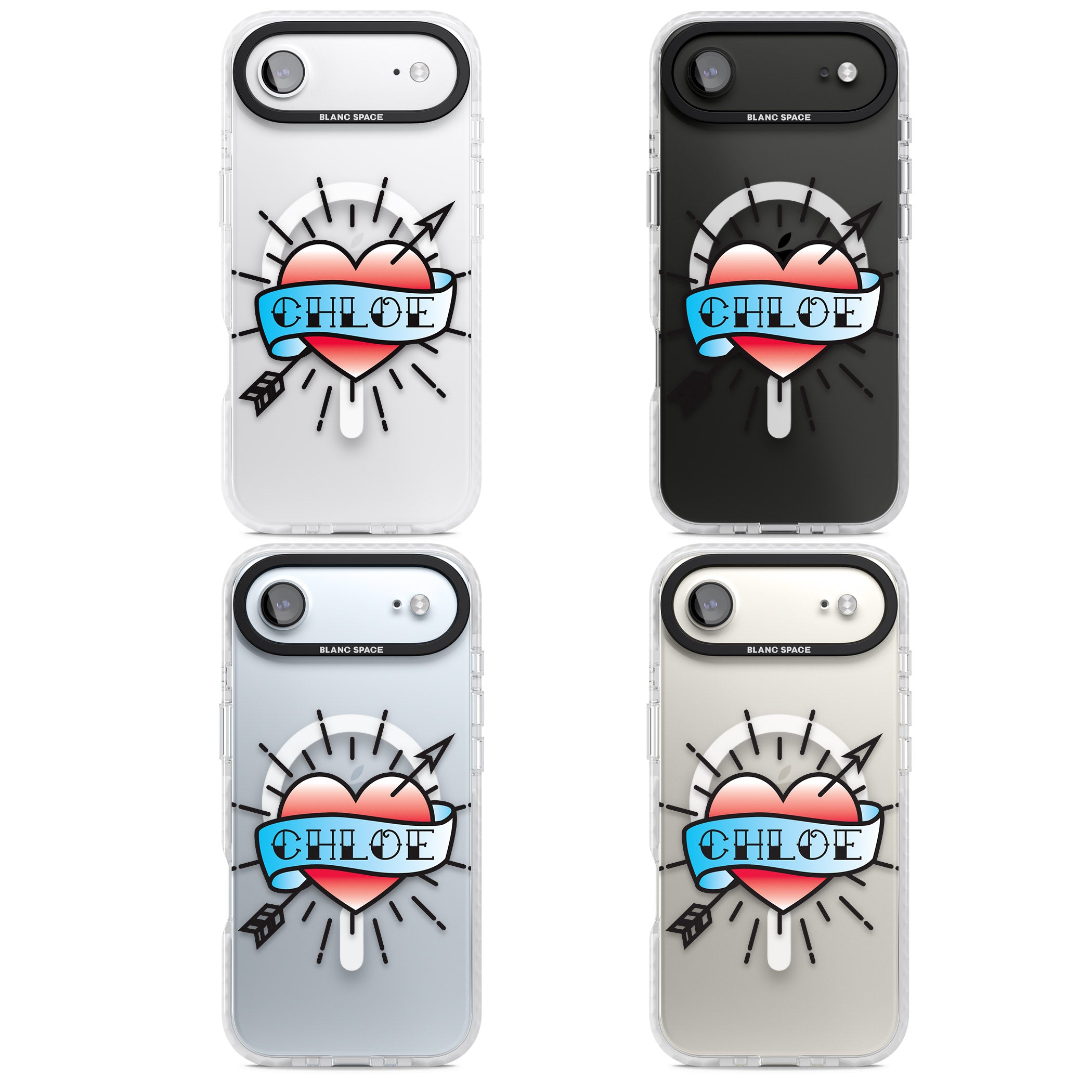 Personalised Heart Tattoo iPhone 17 Air Impact Pro Clear Phone Case APT Impact Protection