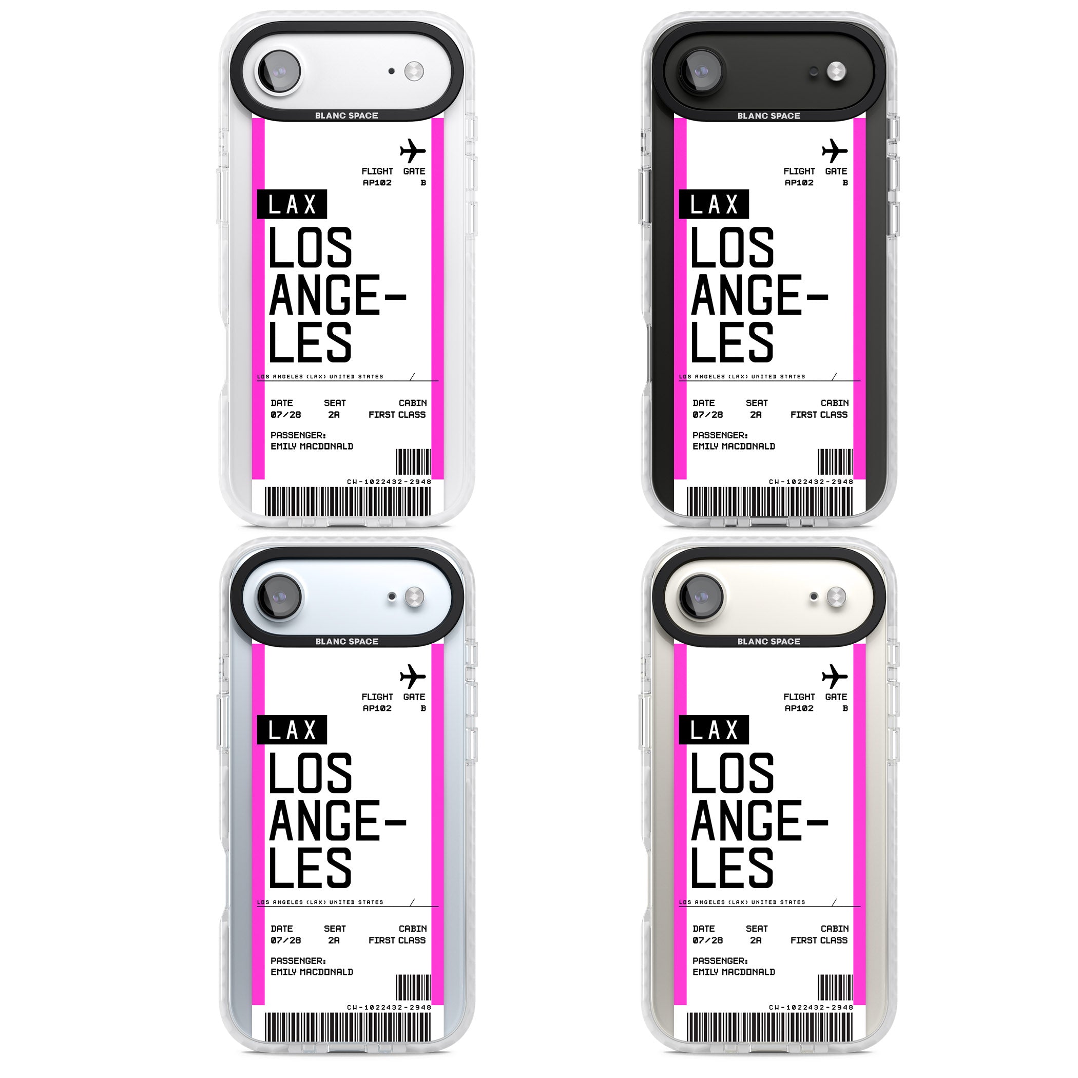Personalised Los Angeles Boarding Pass iPhone 17 Air Impact Pro Clear Phone Case APT Impact Protection