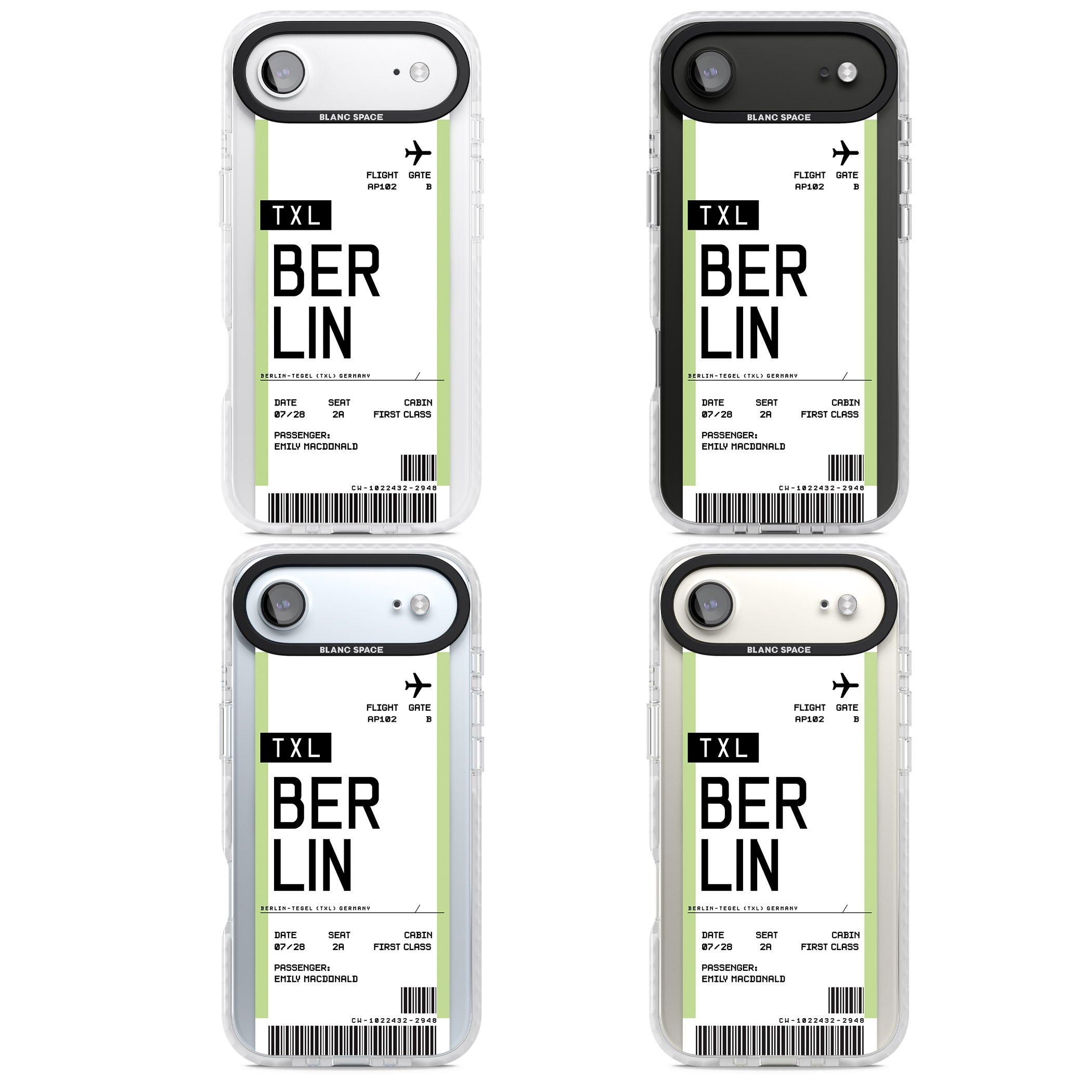 Personalised Berlin Boarding Pass iPhone 17 Air Impact Pro Clear Phone Case APT Impact Protection