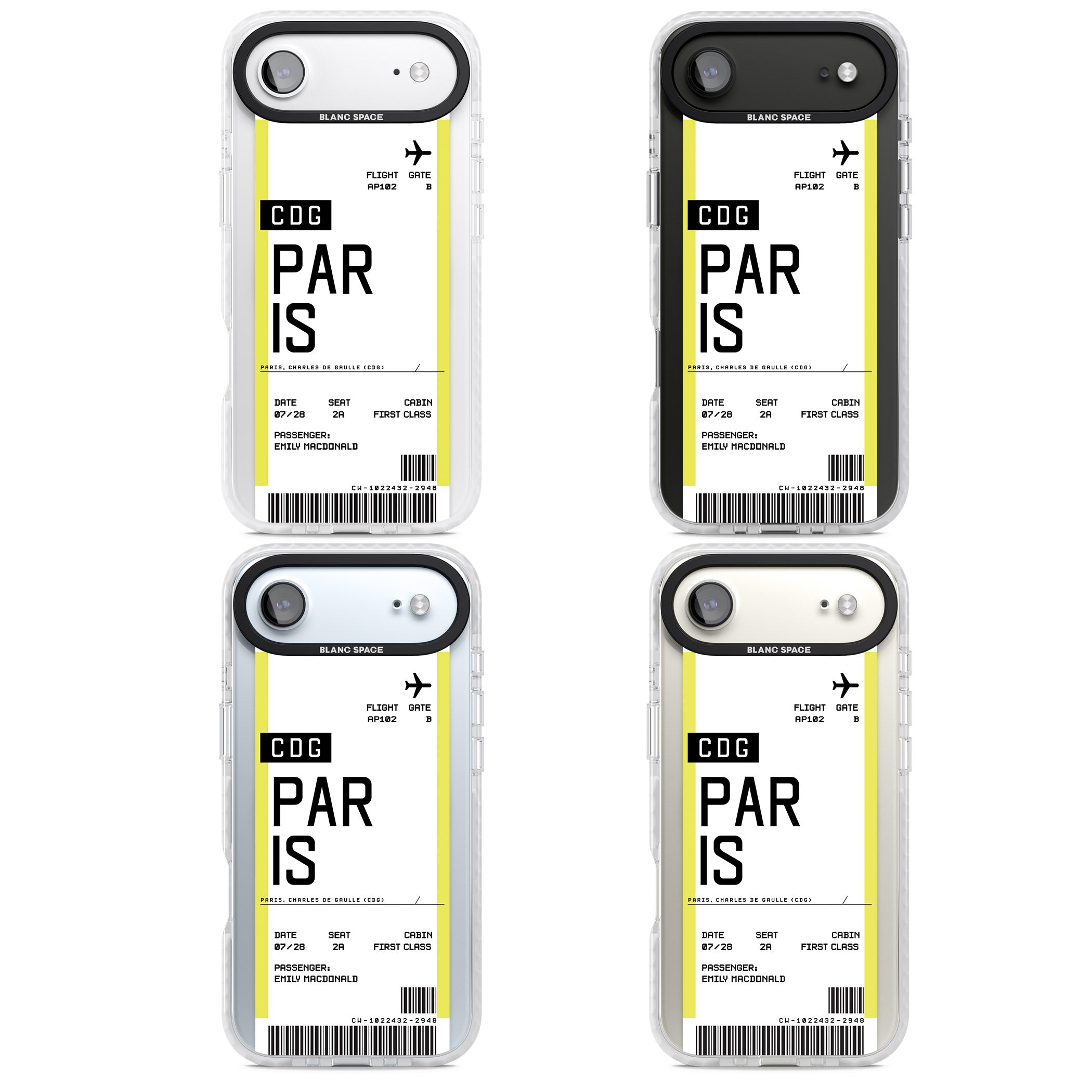 Personalised Paris Boarding Pass iPhone 17 Air Impact Pro Clear Phone Case APT Impact Protection