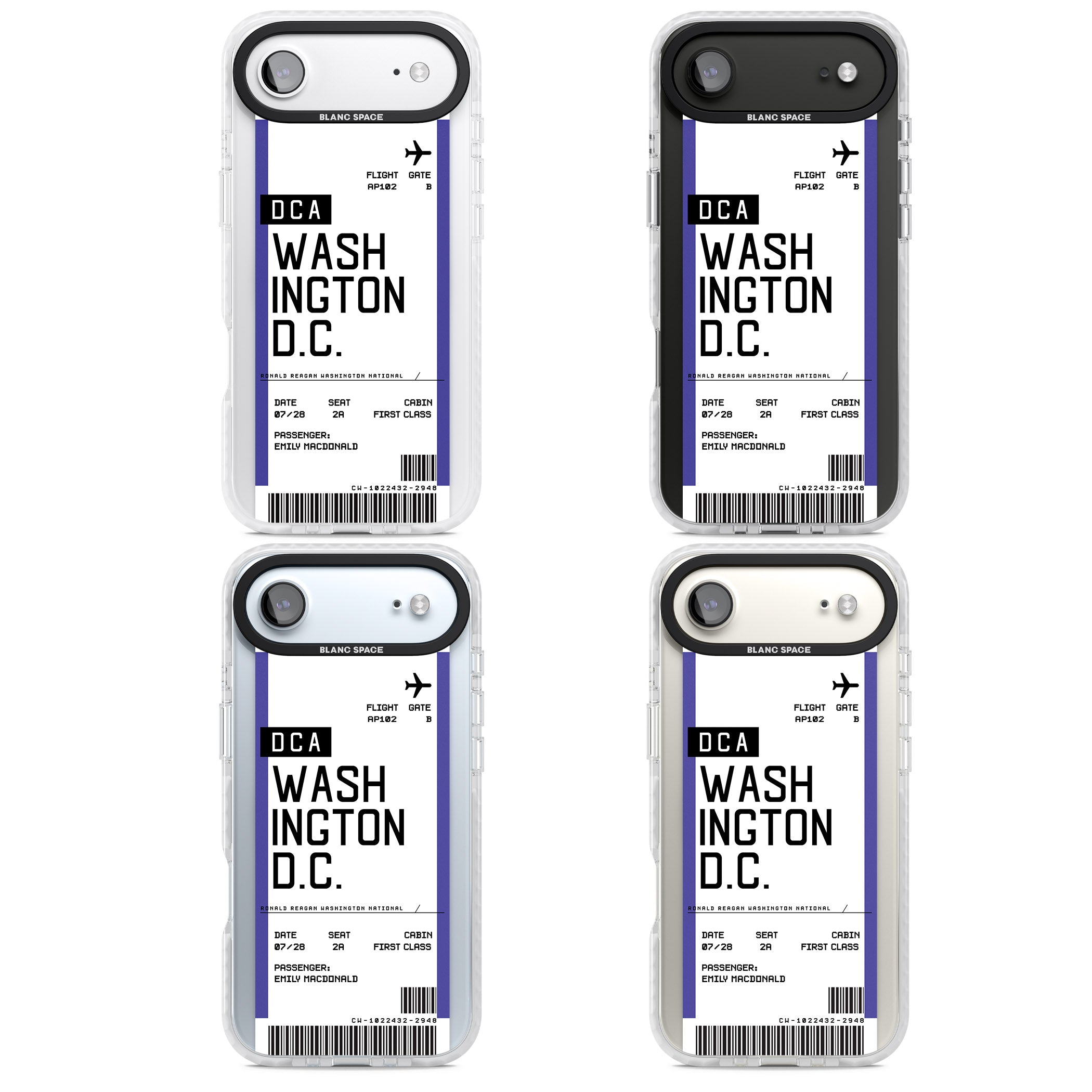 Personalised Washington D.C. Boarding Pass iPhone 17 Air Impact Pro Clear Phone Case APT Impact Protection