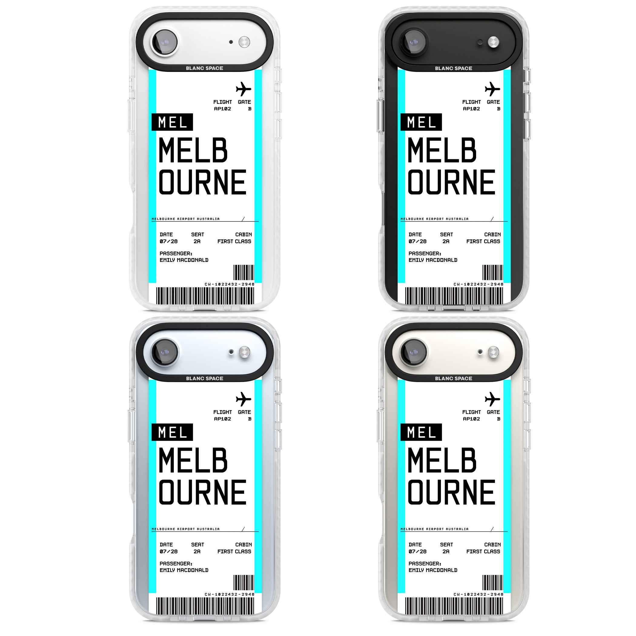 Personalised Melbourne Boarding Pass iPhone 17 Air Impact Pro Clear Phone Case APT Impact Protection