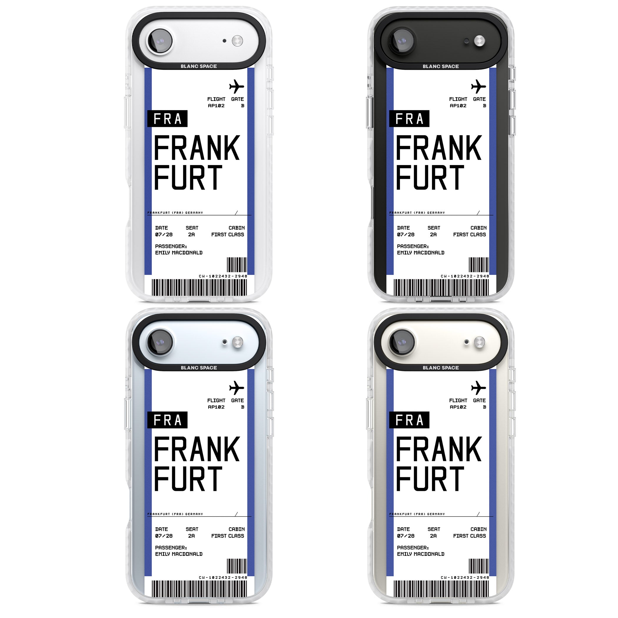 Personalised Frankfurt Boarding Pass iPhone 17 Air Impact Pro Clear Phone Case APT Impact Protection