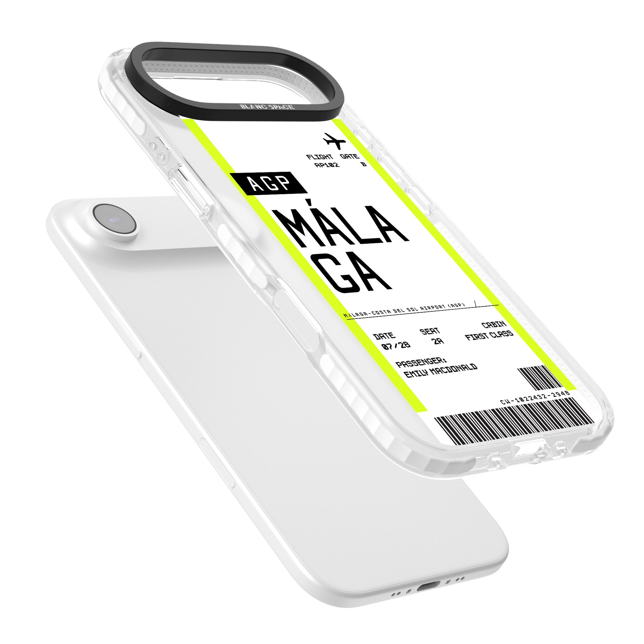 Personalised Málaga Boarding Pass iPhone 17 Air Impact Pro Clear Phone Case Colours