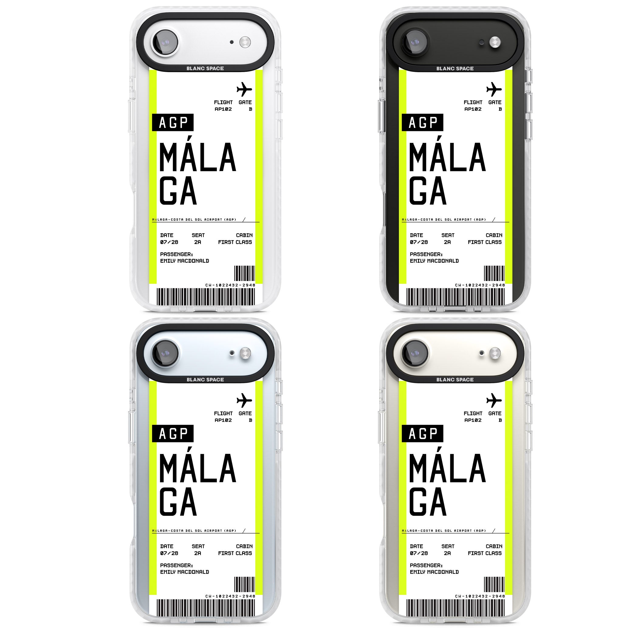 Personalised Málaga Boarding Pass iPhone 17 Air Impact Pro Clear Phone Case APT Impact Protection