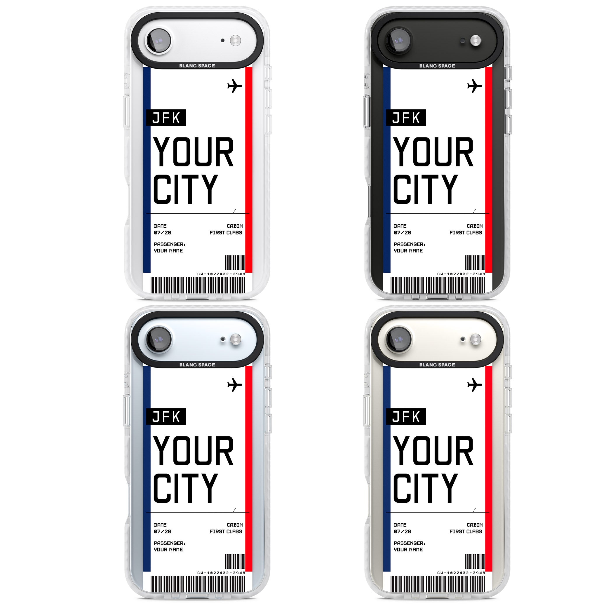 Personalised Create Your Own Boarding Pass Ticket iPhone 17 Air Impact Pro Clear Phone Case APT Impact Protection