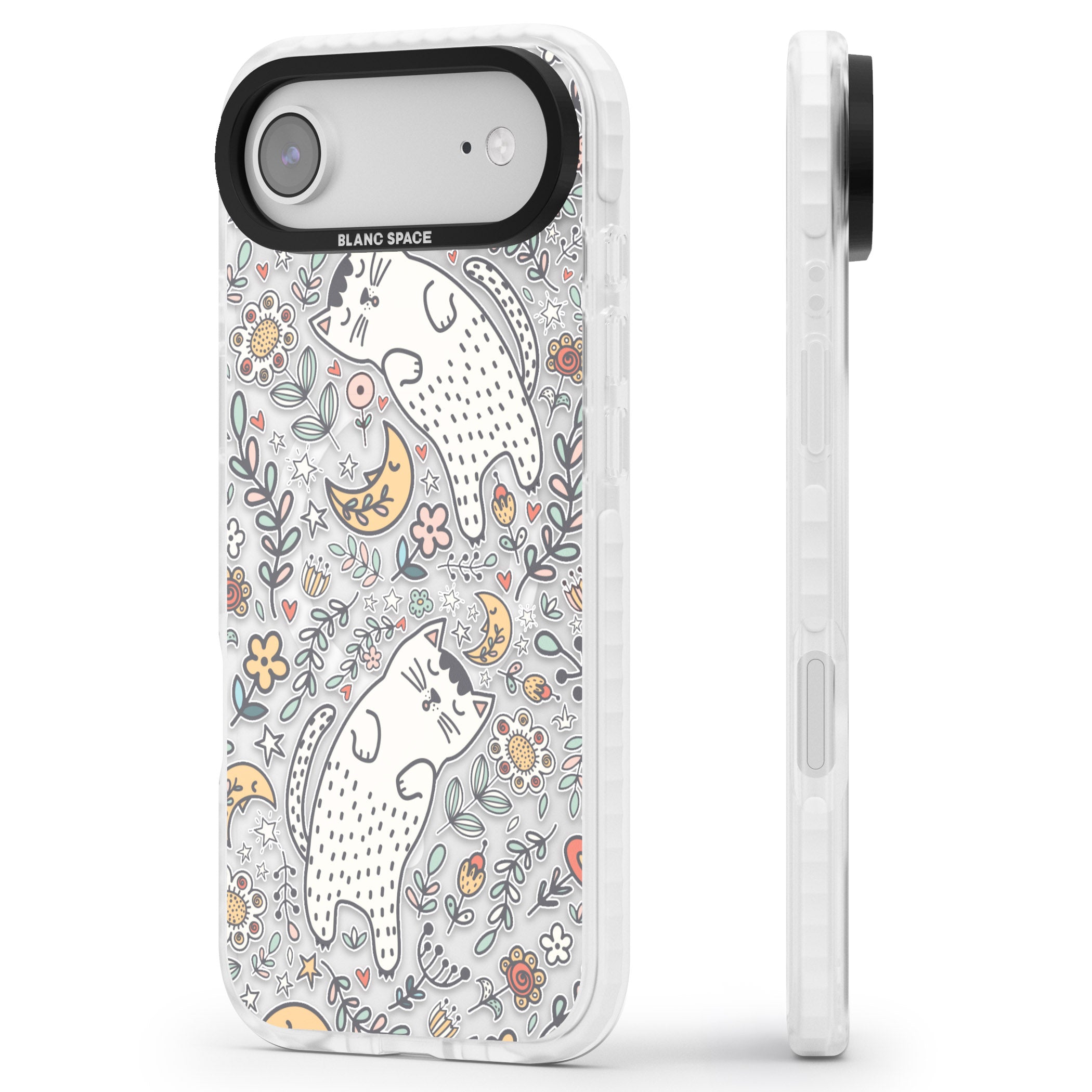 Sleeping Cat Pattern iPhone 17 Air Impact Pro Clear Phone Case Side Profile
