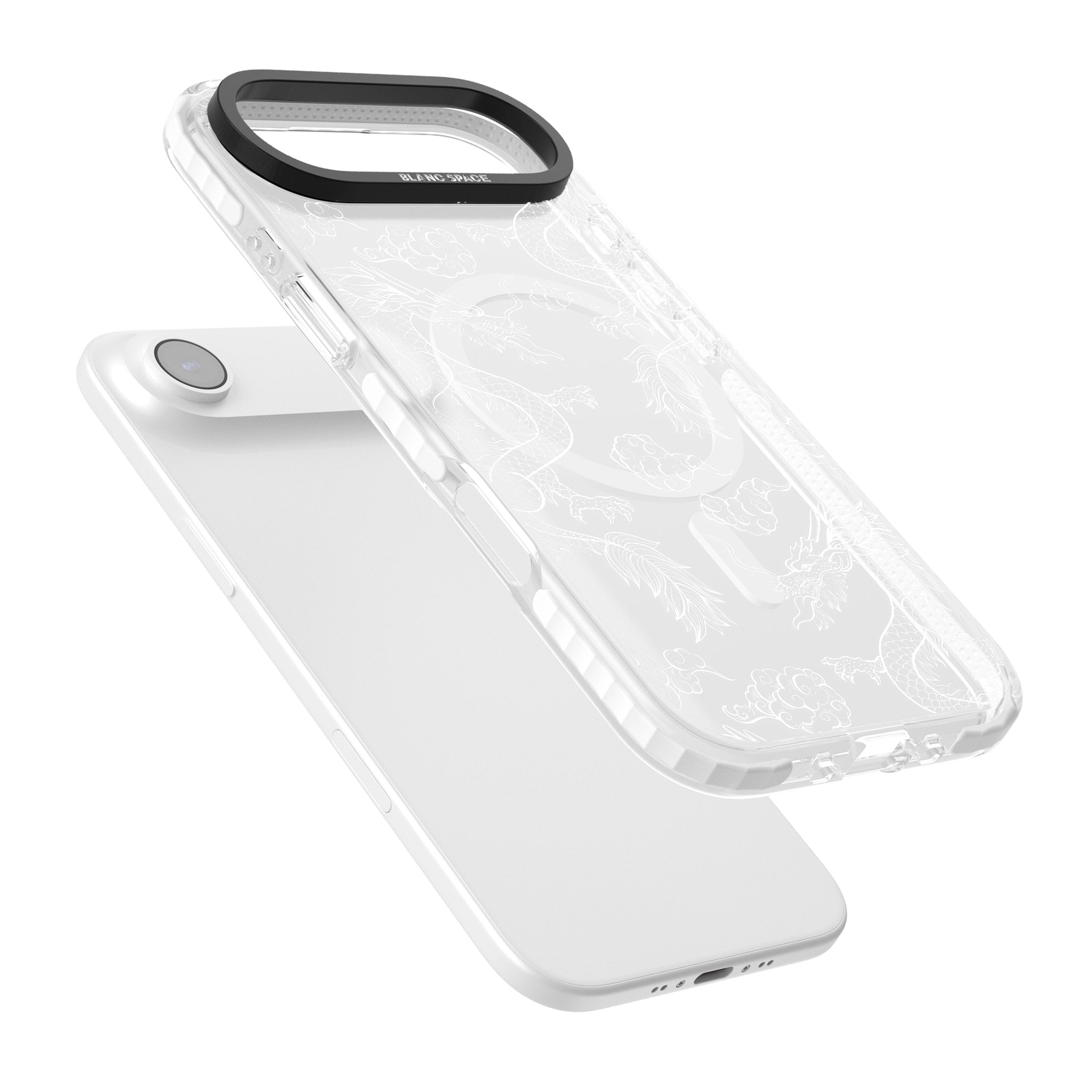 White Dragon Pattern iPhone 17 Air Impact Pro Clear Phone Case Colours