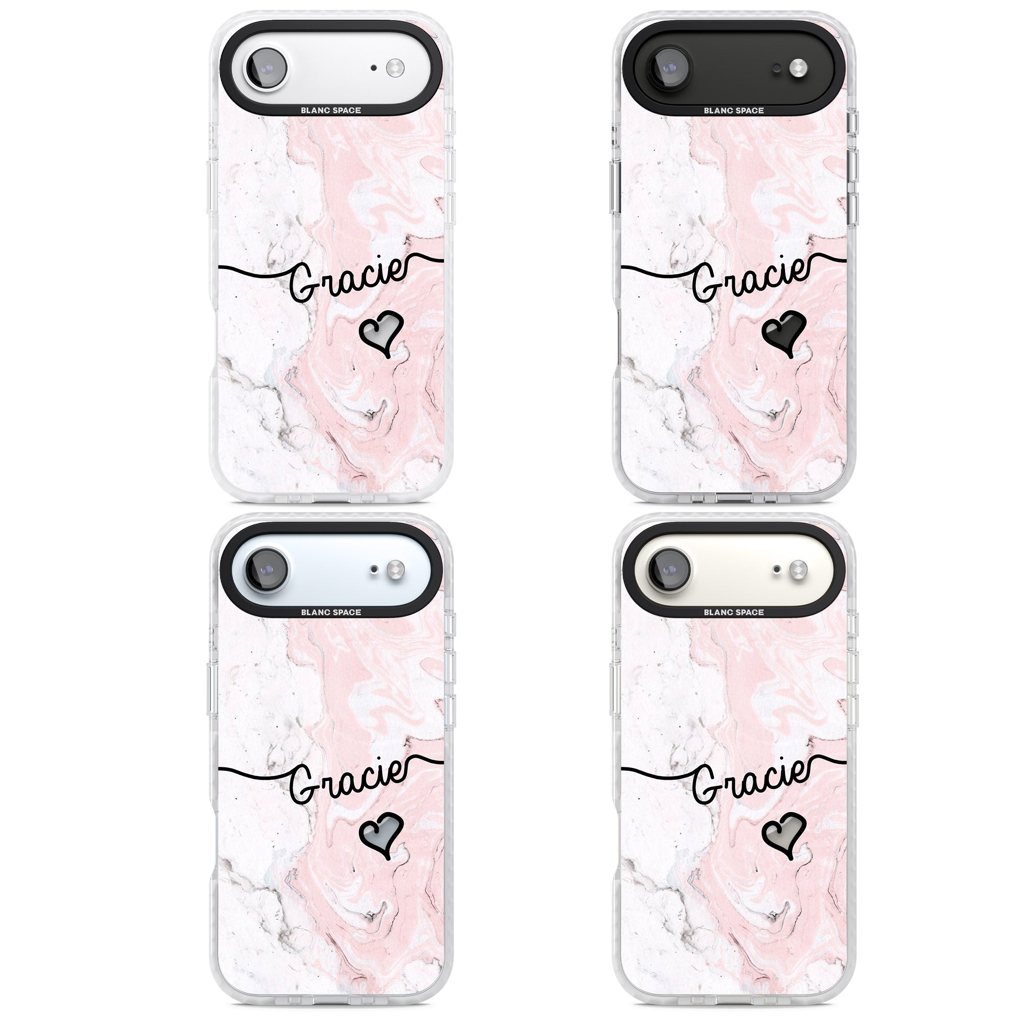 Personalised Pink Marble iPhone 17 Air Impact Pro Clear Phone Case APT Impact Protection