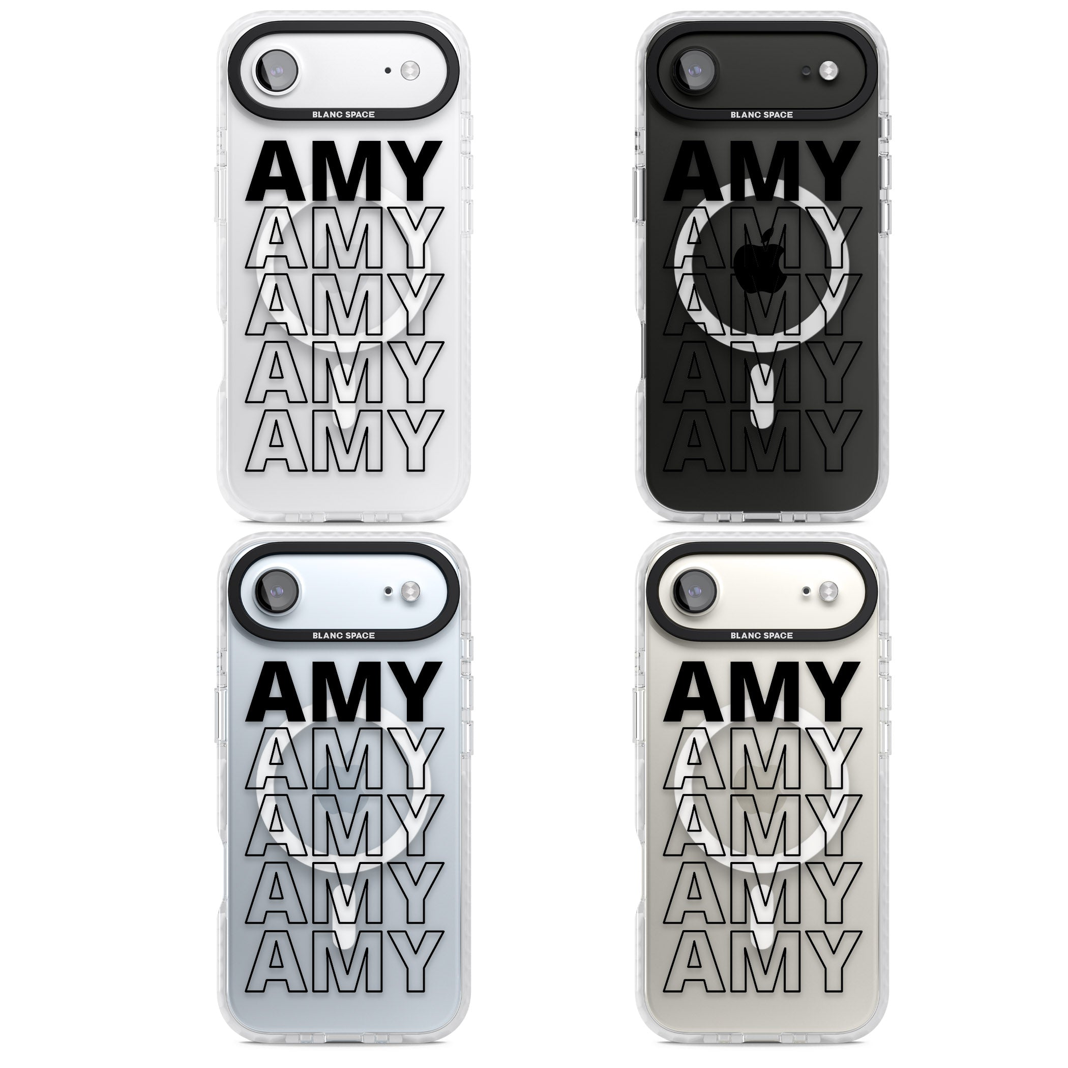 Personalised Bold Name Repetition iPhone 17 Air Impact Pro Clear Phone Case APT Impact Protection