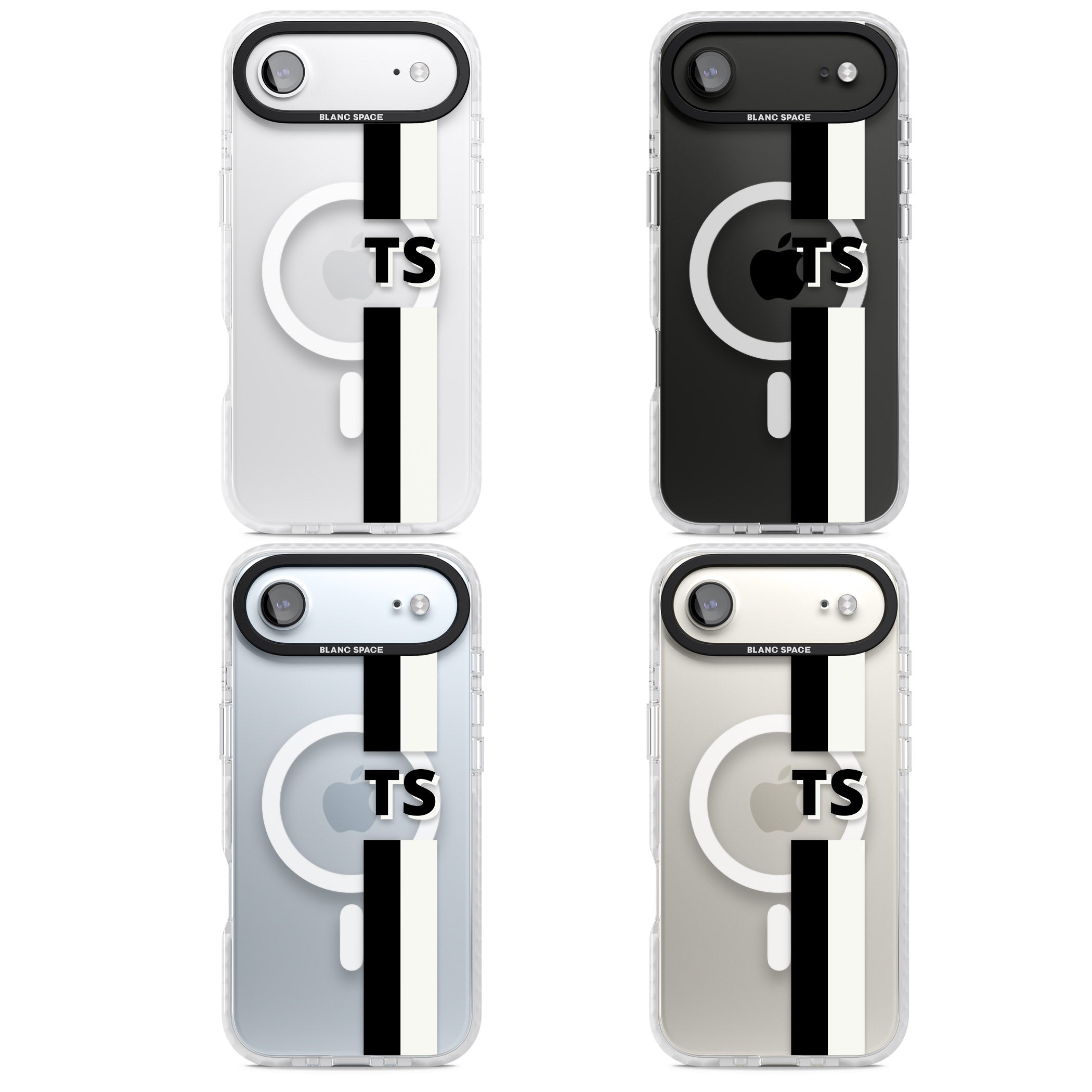Personalised Black And White Stripe iPhone 17 Air Impact Pro Clear Phone Case APT Impact Protection